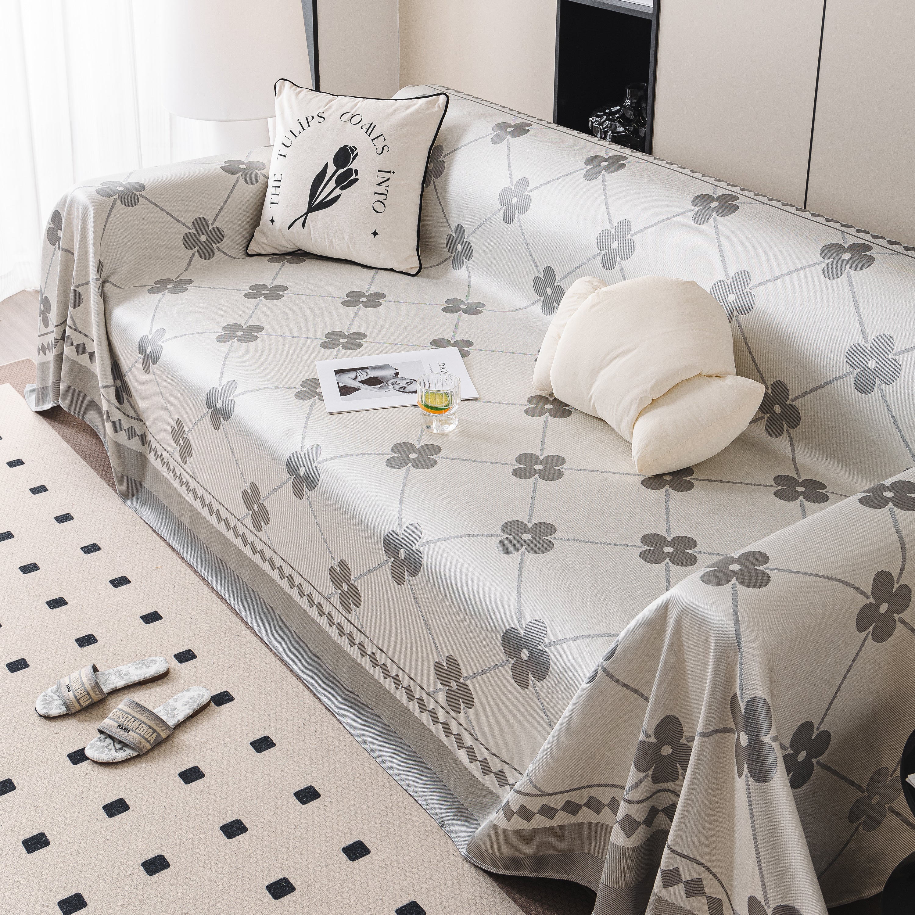 Cooling Four-Leaf Clover Hope Faith Love Luck Summer Comfy Ice Silk Furniture Throw Covers for Sofas - Image 85