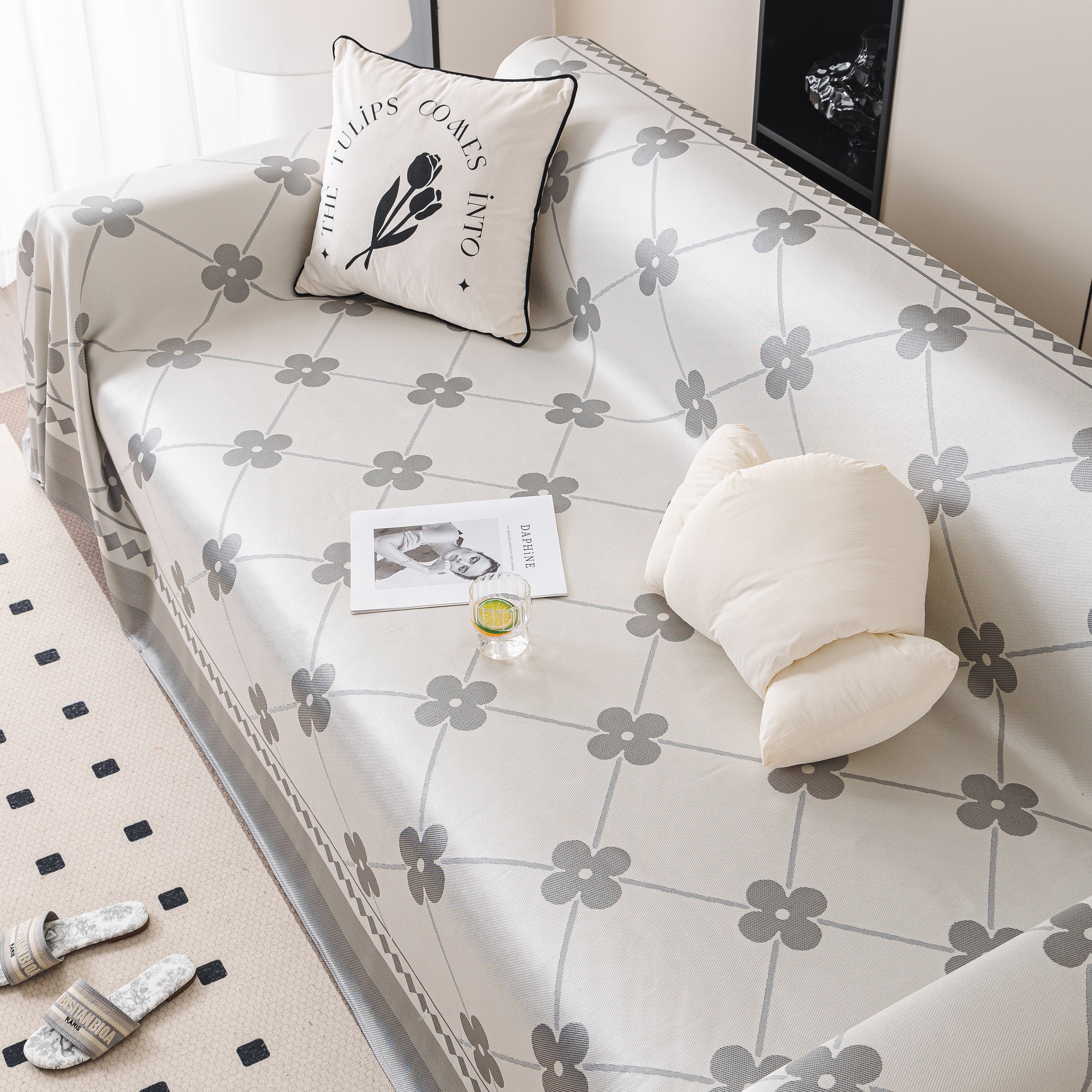 Cooling Four-Leaf Clover Hope Faith Love Luck Summer Comfy Ice Silk Furniture Throw Covers for Sofas - Image 87