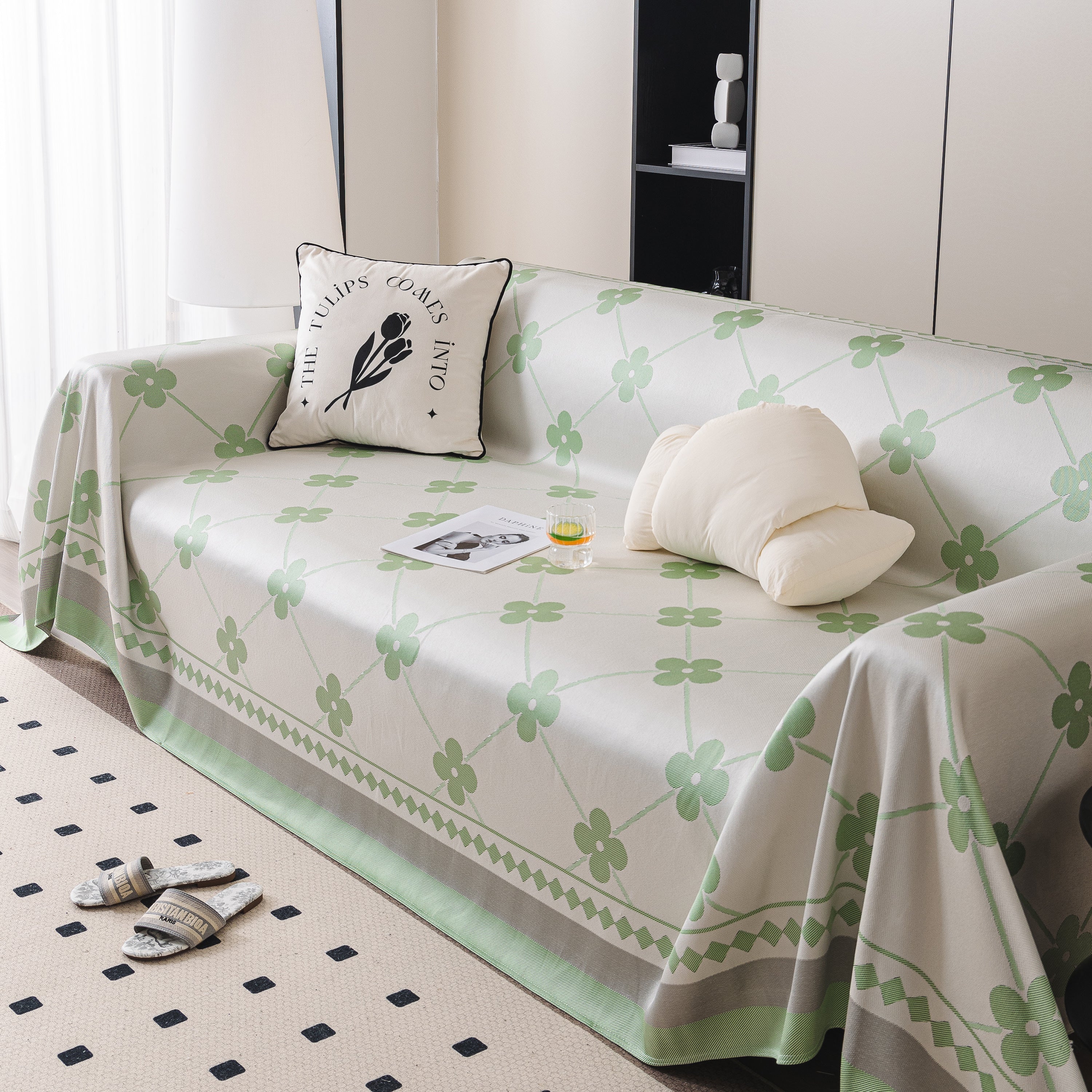 Cooling Four-Leaf Clover Hope Faith Love Luck Summer Comfy Ice Silk Furniture Throw Covers for Sofas - Image 92