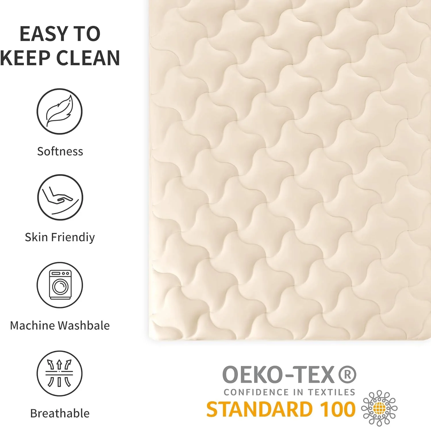 Cooling Mattress Pad Beige for Hot Sleepers - Image 2
