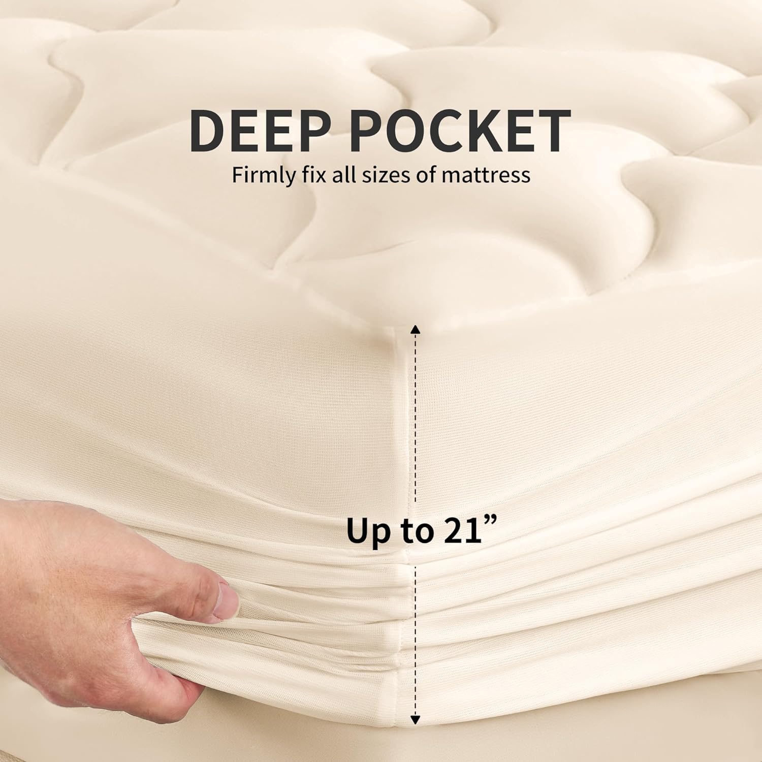 Cooling Mattress Pad Beige for Hot Sleepers - Image 5