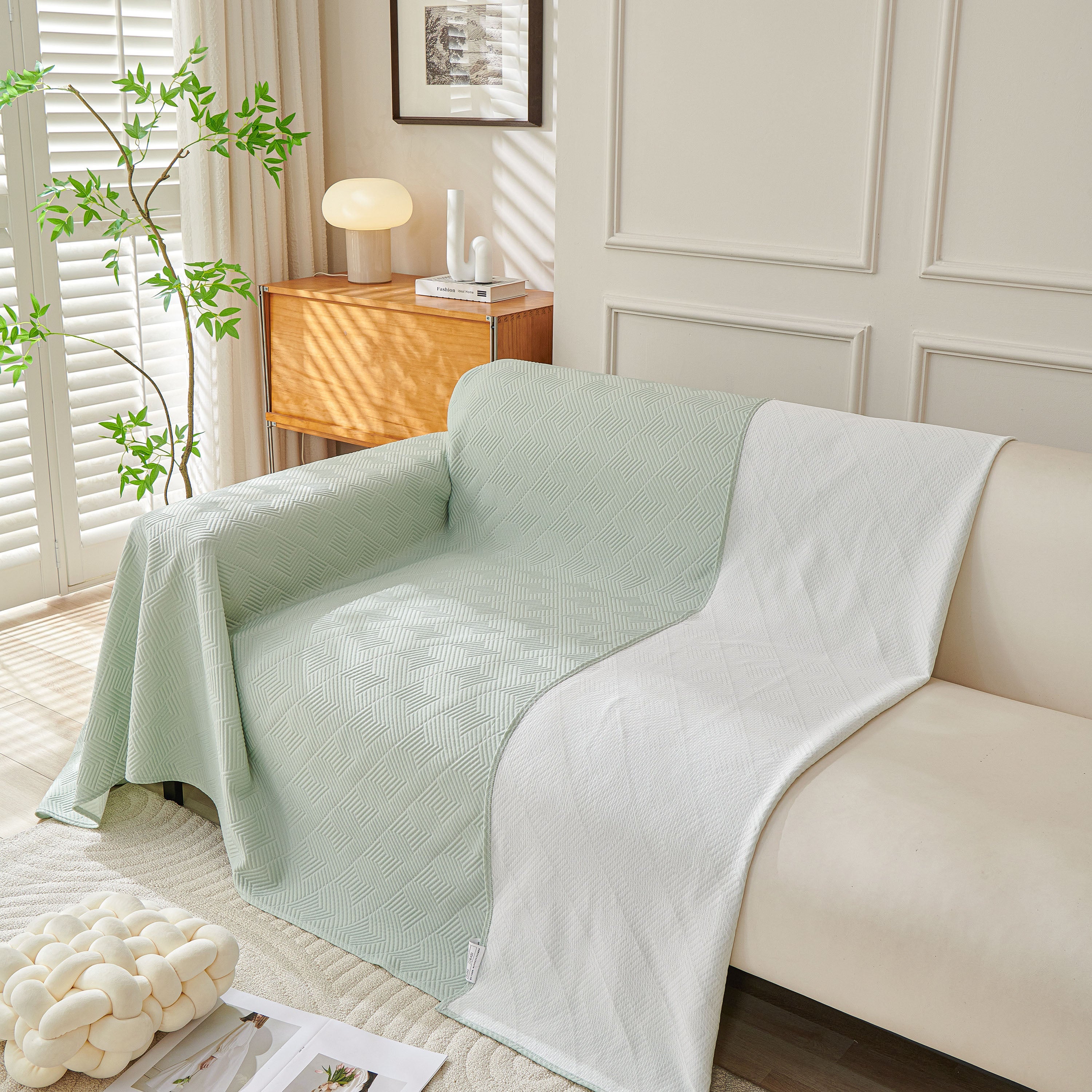 Cooling Scratch Proof Large Sofa Throw Cover, Geometric Texture Couch Protector - Image 105
