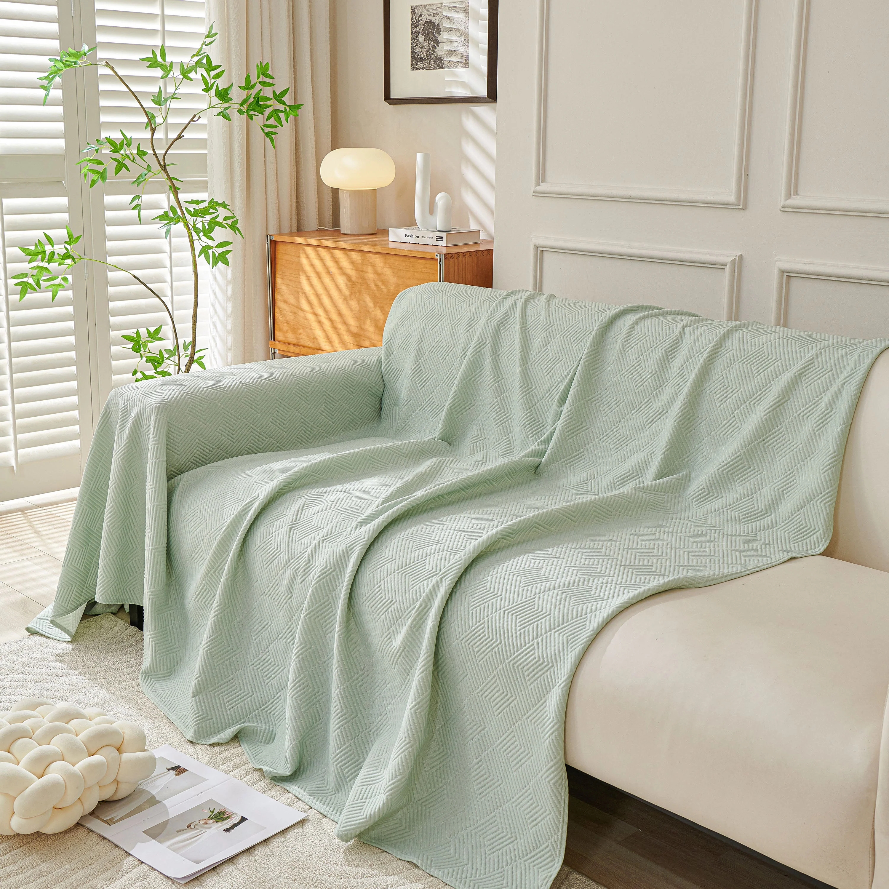 Cooling Scratch Proof Large Sofa Throw Cover, Geometric Texture Couch Protector - Image 106