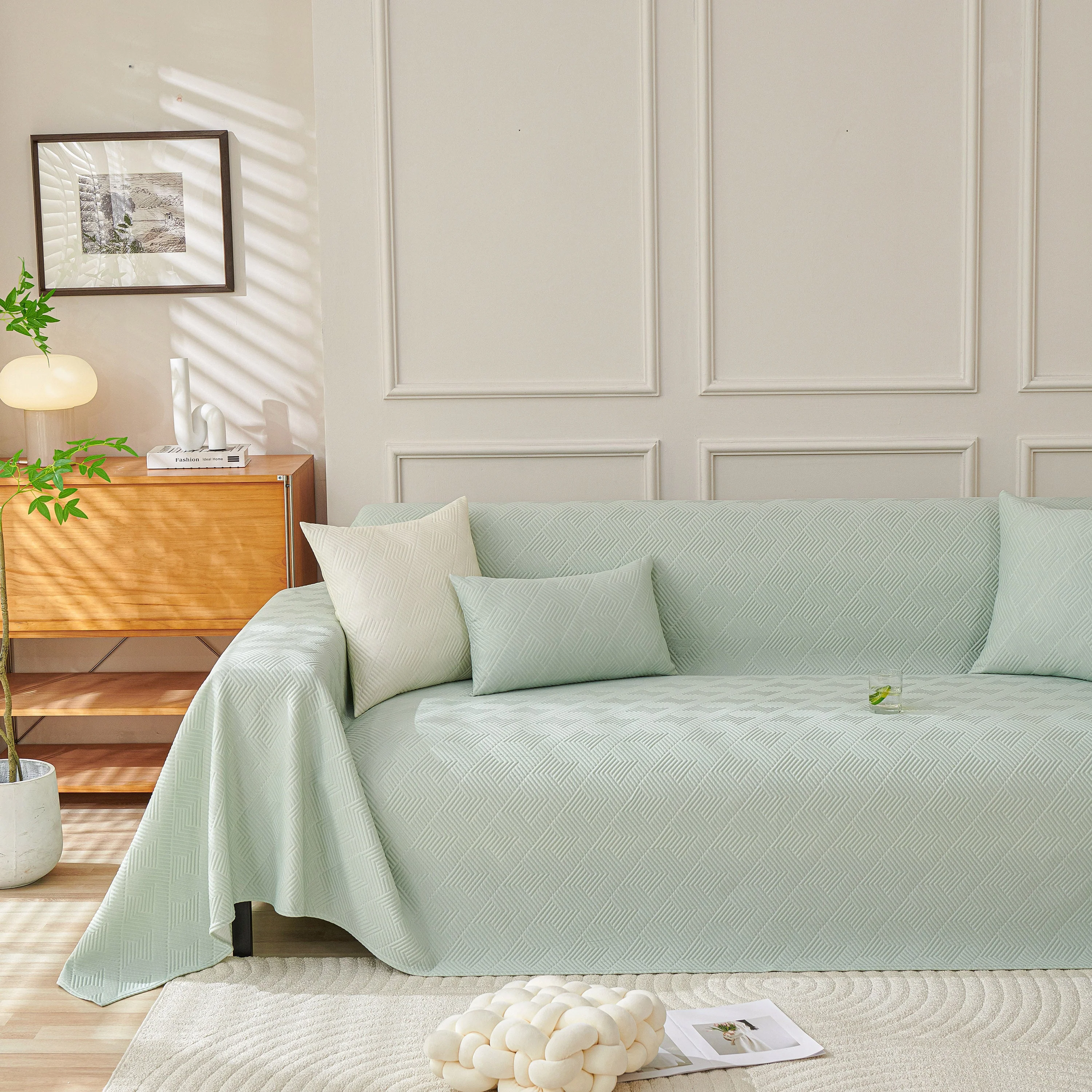 Cooling Scratch Proof Large Sofa Throw Cover, Geometric Texture Couch Protector - Image 108