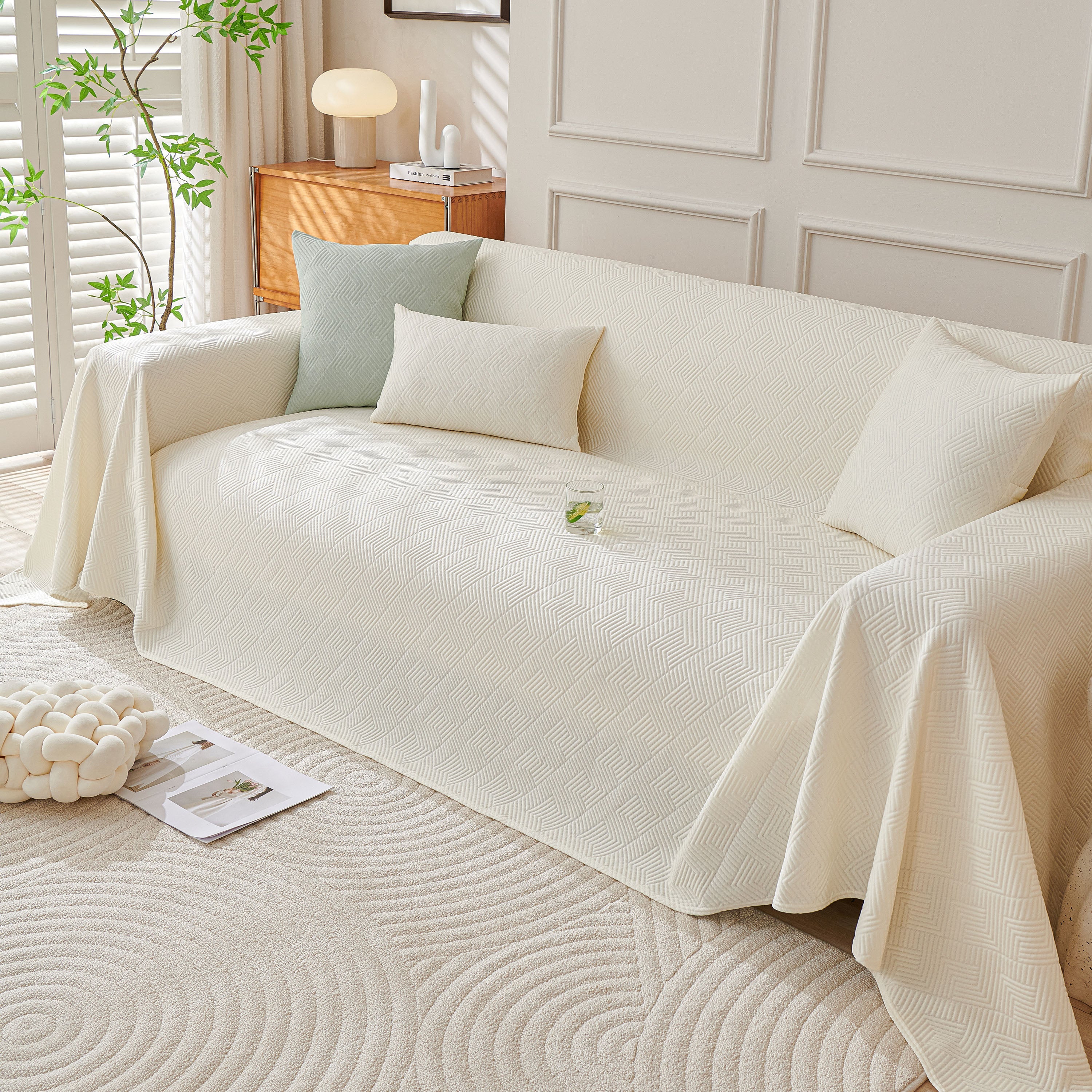 Cooling Scratch Proof Large Sofa Throw Cover, Geometric Texture Couch Protector - Image 109