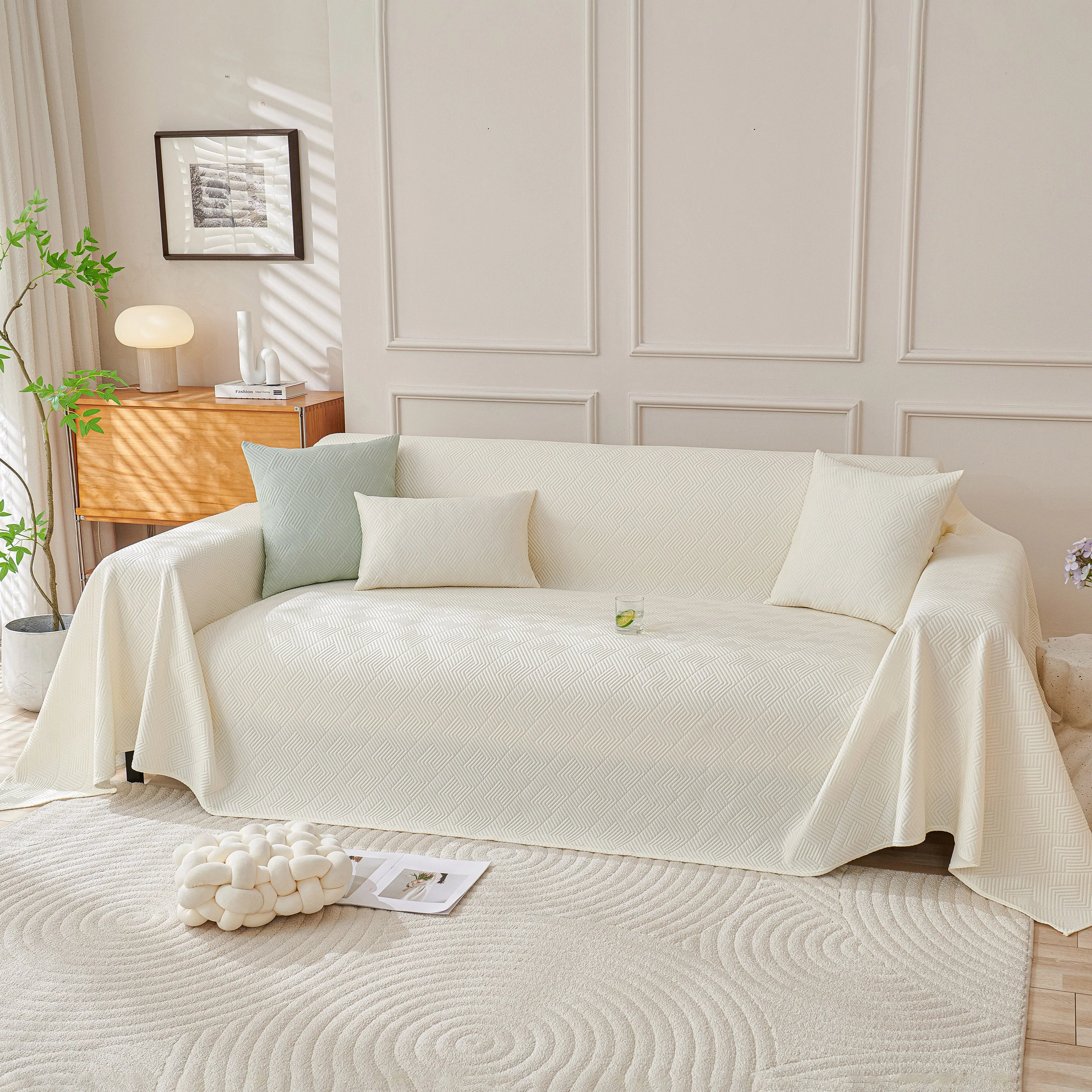 Cooling Scratch Proof Large Sofa Throw Cover, Geometric Texture Couch Protector - Image 111