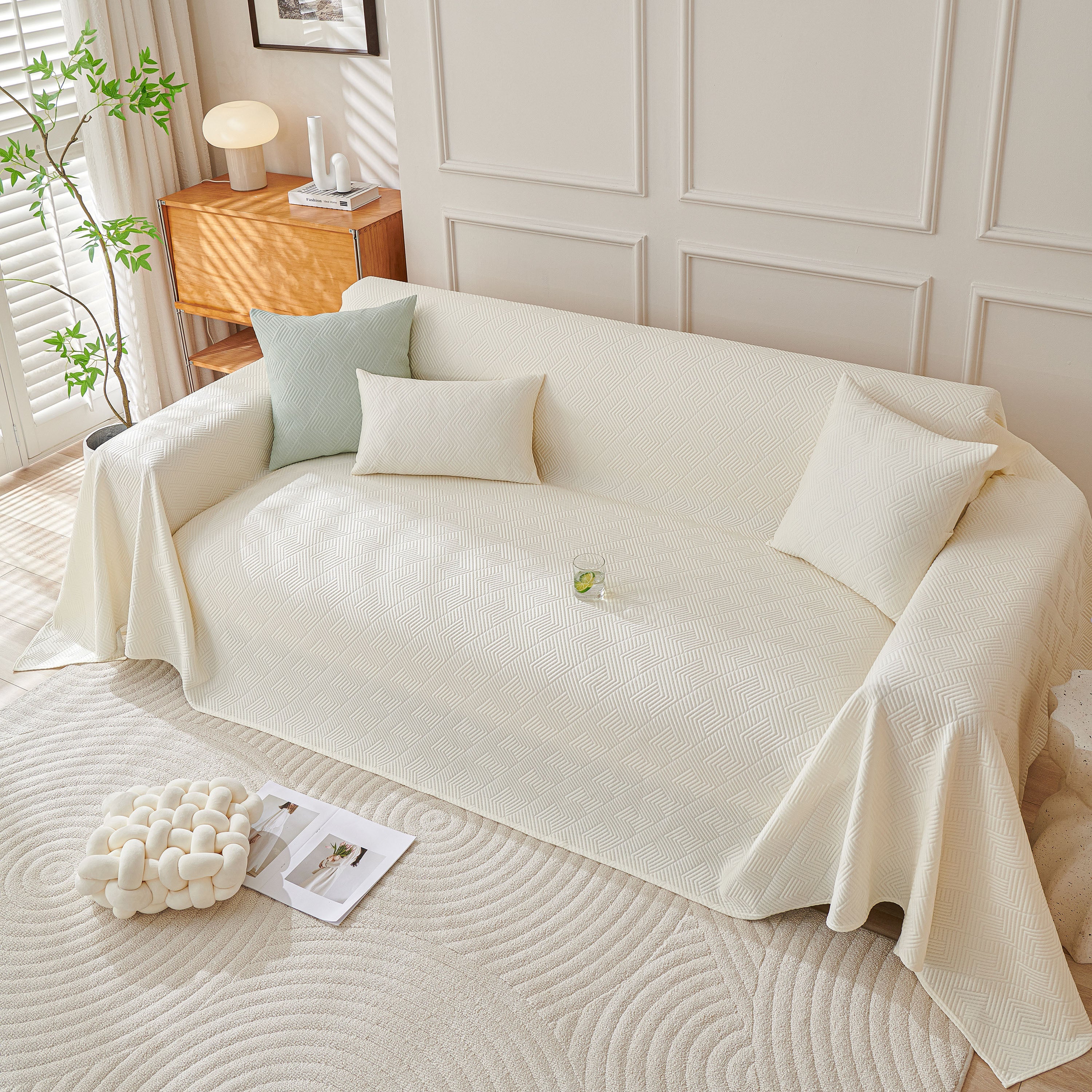 Cooling Scratch Proof Large Sofa Throw Cover, Geometric Texture Couch Protector - Image 112
