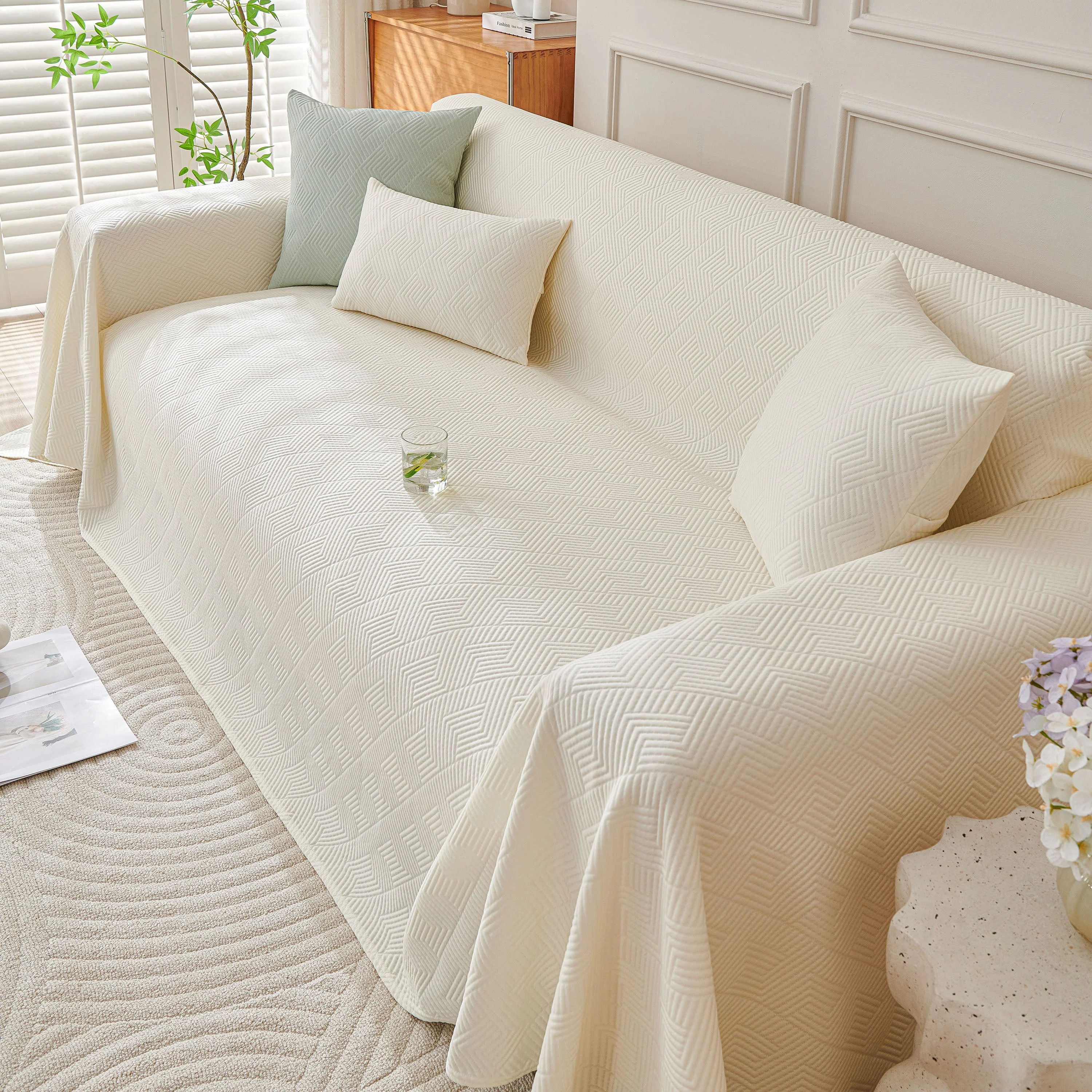 Cooling Scratch Proof Large Sofa Throw Cover, Geometric Texture Couch Protector - Image 114