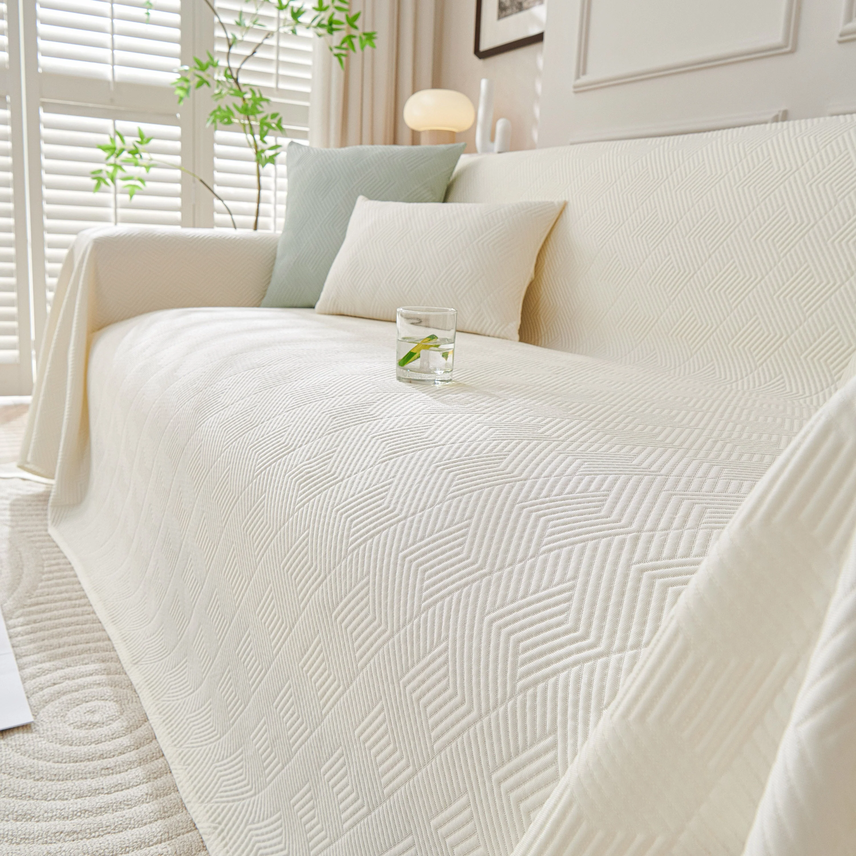 Cooling Scratch Proof Large Sofa Throw Cover, Geometric Texture Couch Protector - Image 117