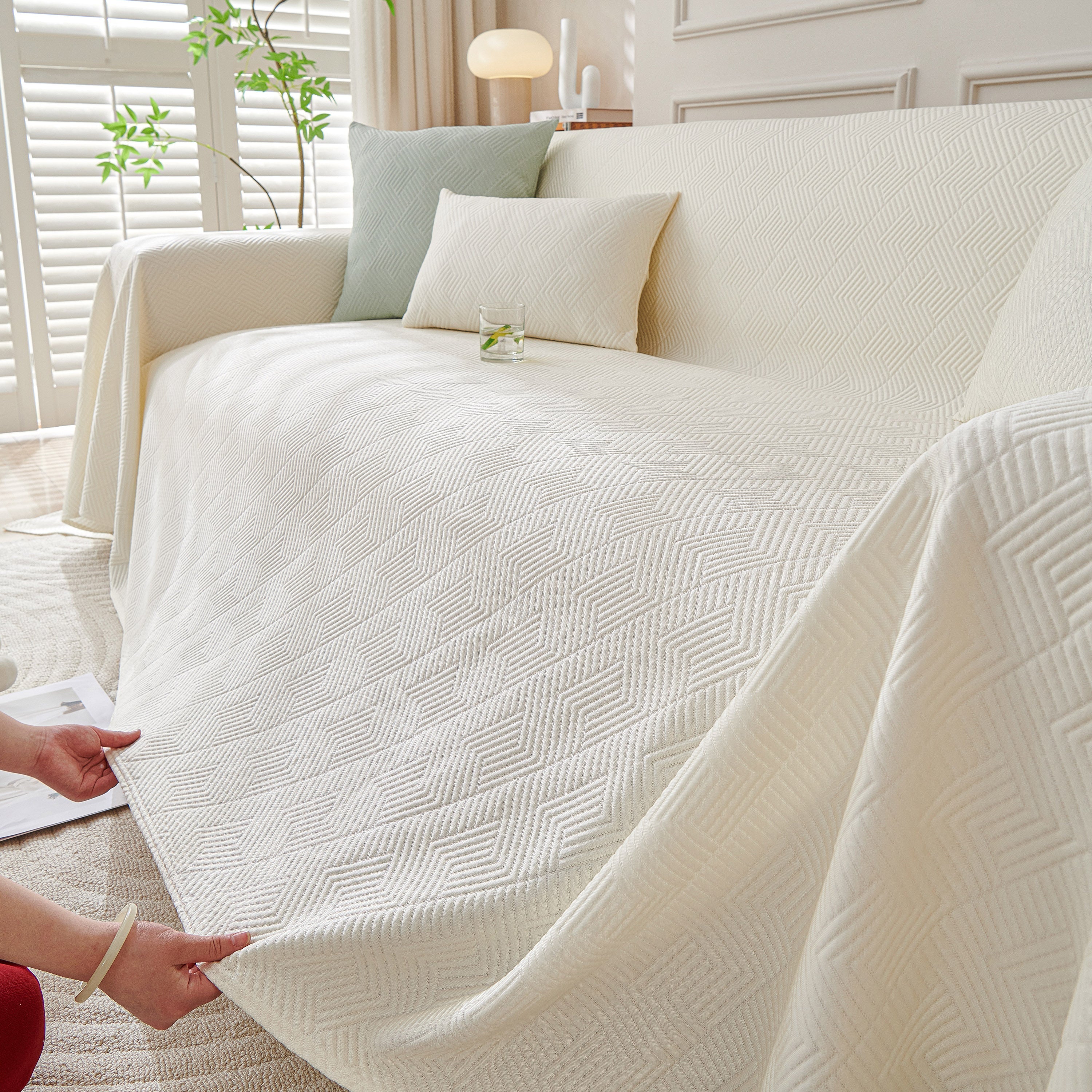 Cooling Scratch Proof Large Sofa Throw Cover, Geometric Texture Couch Protector - Image 124