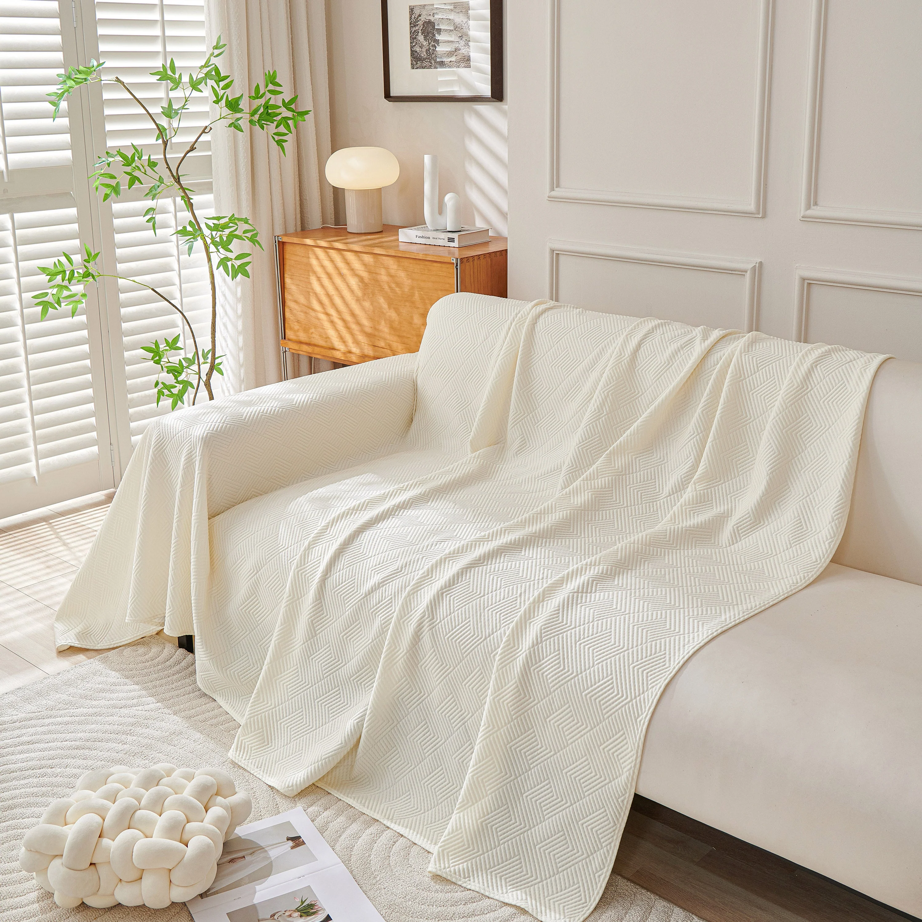 Cooling Scratch Proof Large Sofa Throw Cover, Geometric Texture Couch Protector - Image 128