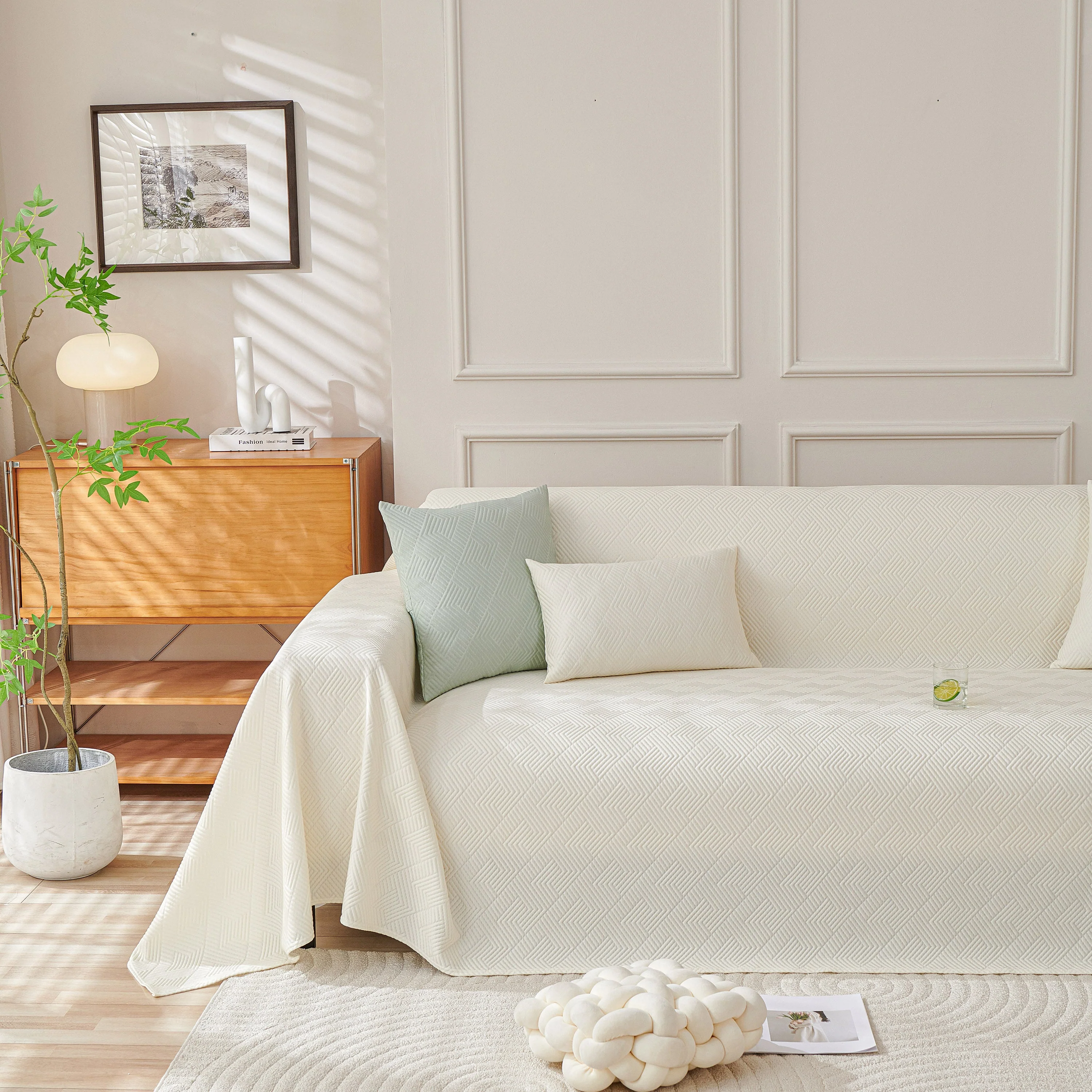 Cooling Scratch Proof Large Sofa Throw Cover, Geometric Texture Couch Protector - Image 130