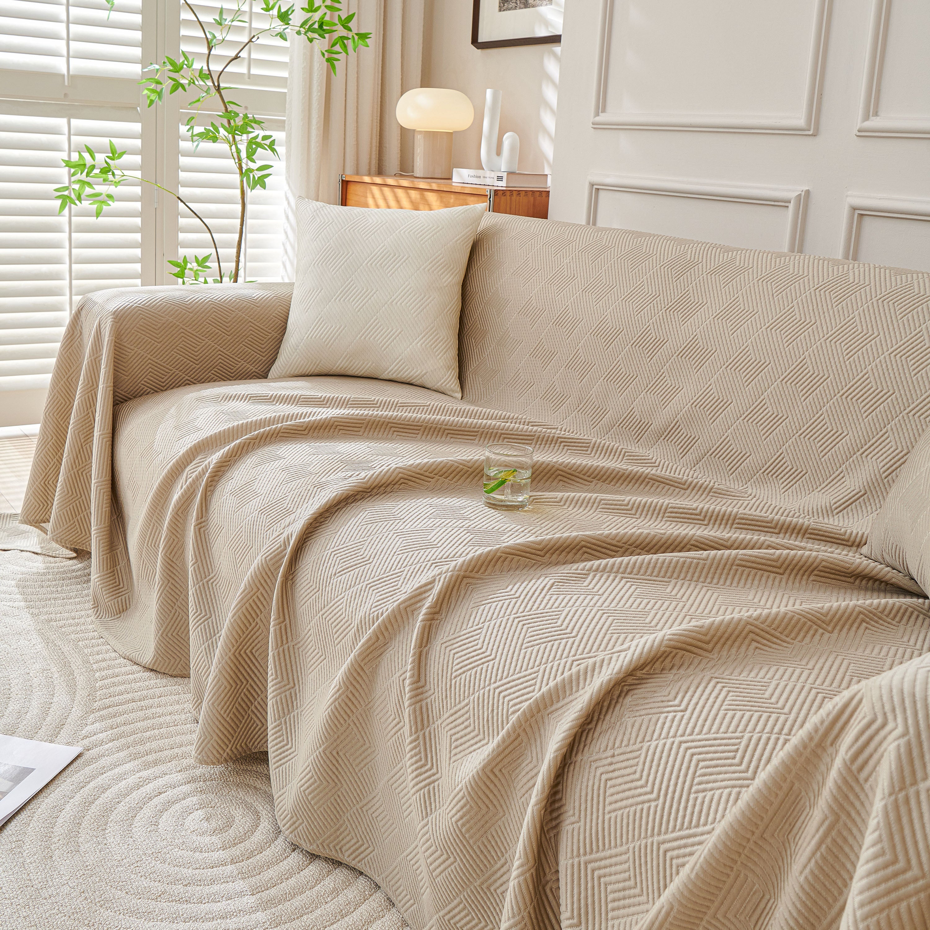 Cooling Scratch Proof Large Sofa Throw Cover, Geometric Texture Couch Protector - Image 14