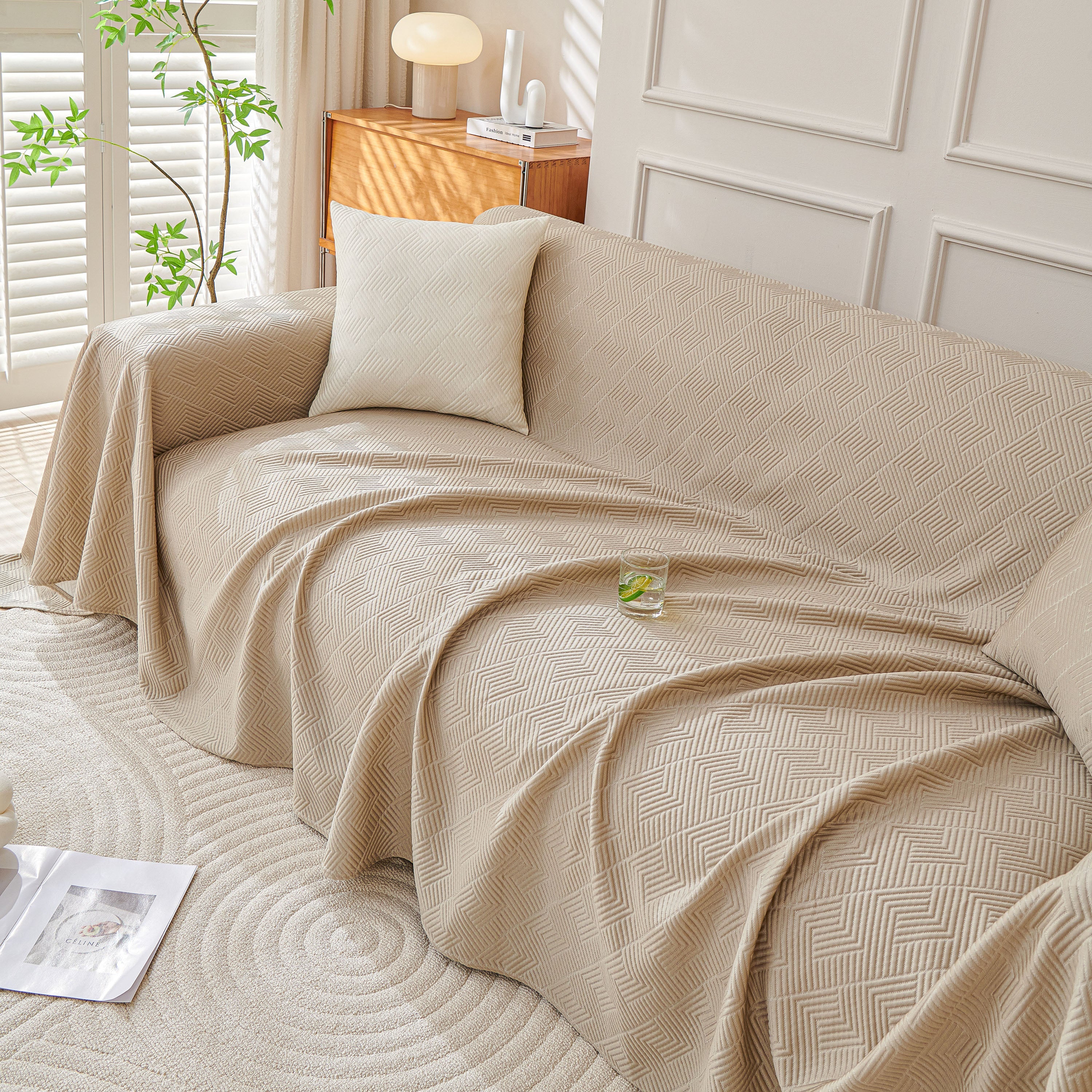 Cooling Scratch Proof Large Sofa Throw Cover, Geometric Texture Couch Protector - Image 15