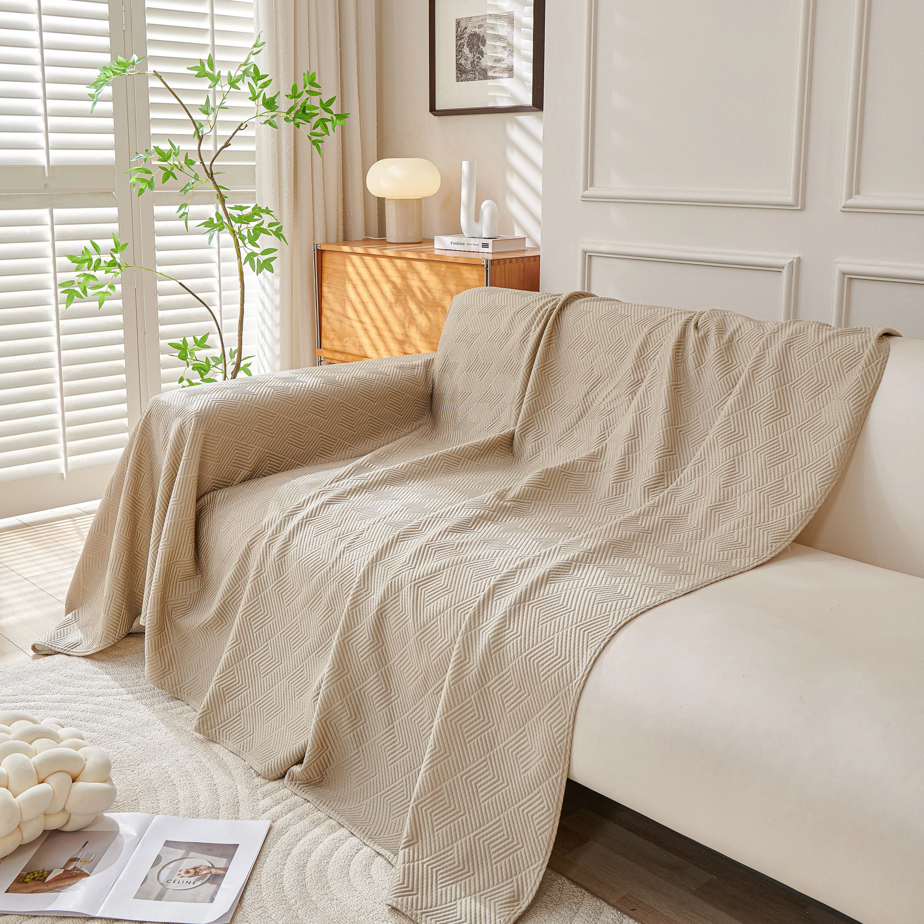 Cooling Scratch Proof Large Sofa Throw Cover, Geometric Texture Couch Protector - Image 20