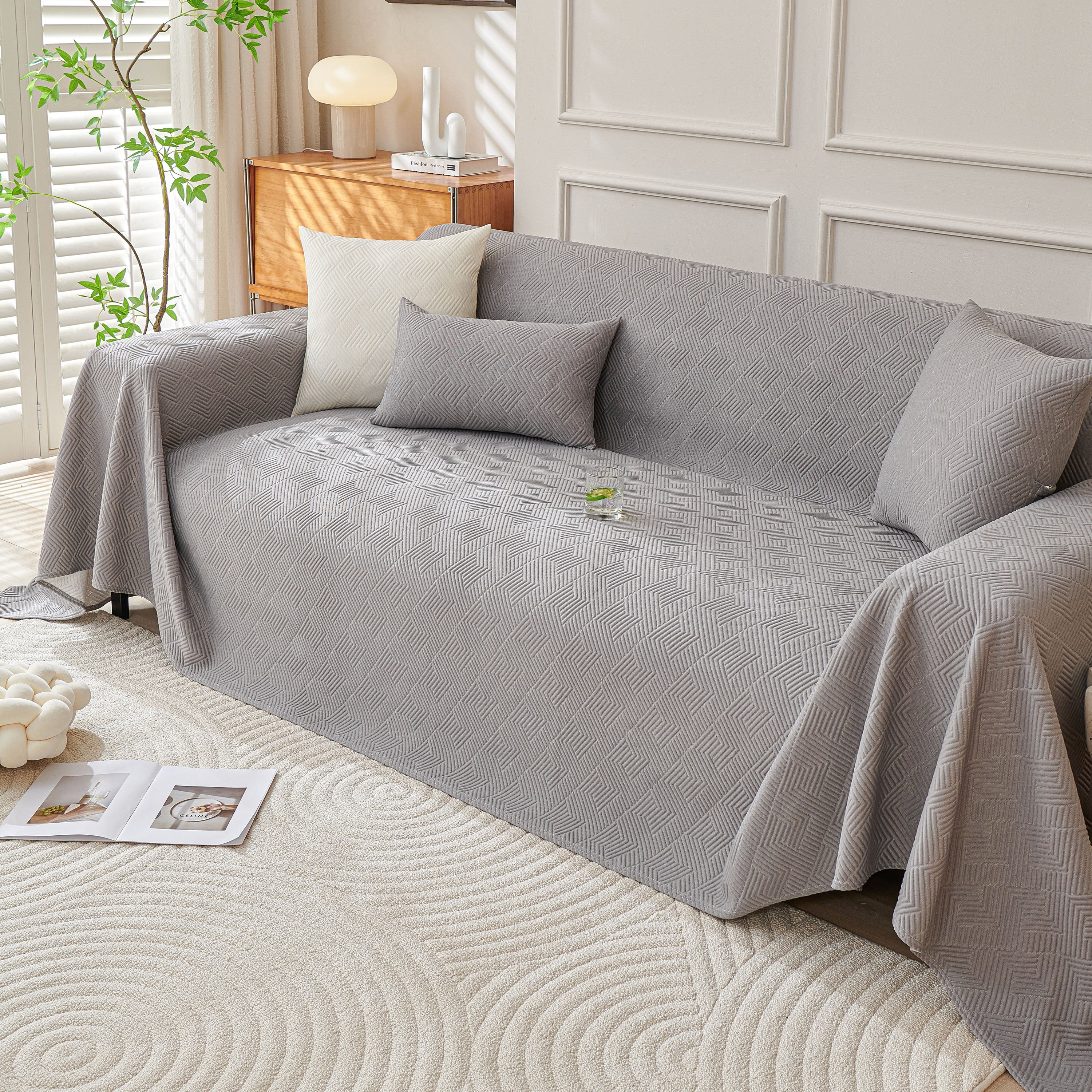 Cooling Scratch Proof Large Sofa Throw Cover, Geometric Texture Couch Protector - Image 23