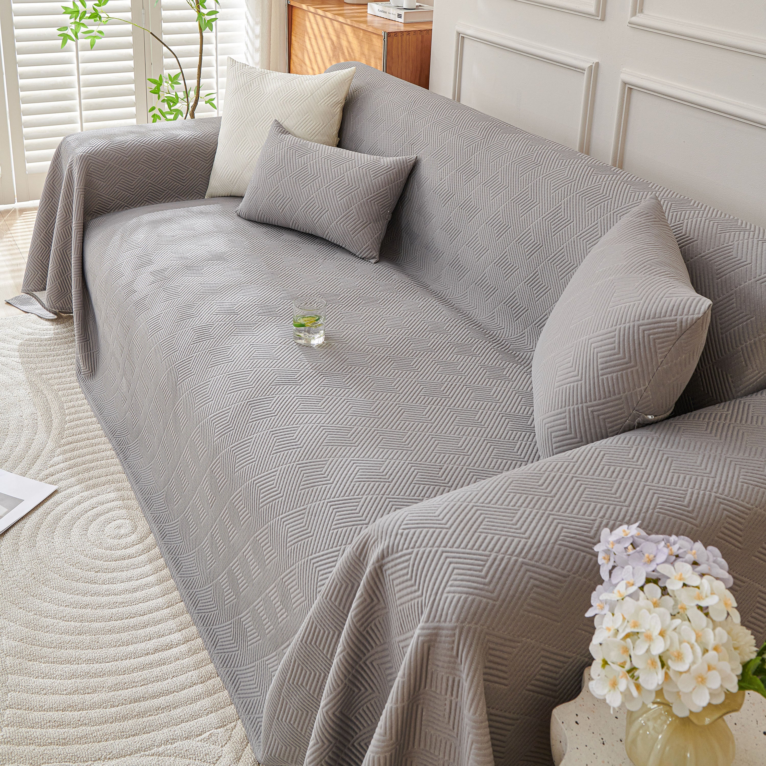 Cooling Scratch Proof Large Sofa Throw Cover, Geometric Texture Couch Protector - Image 28