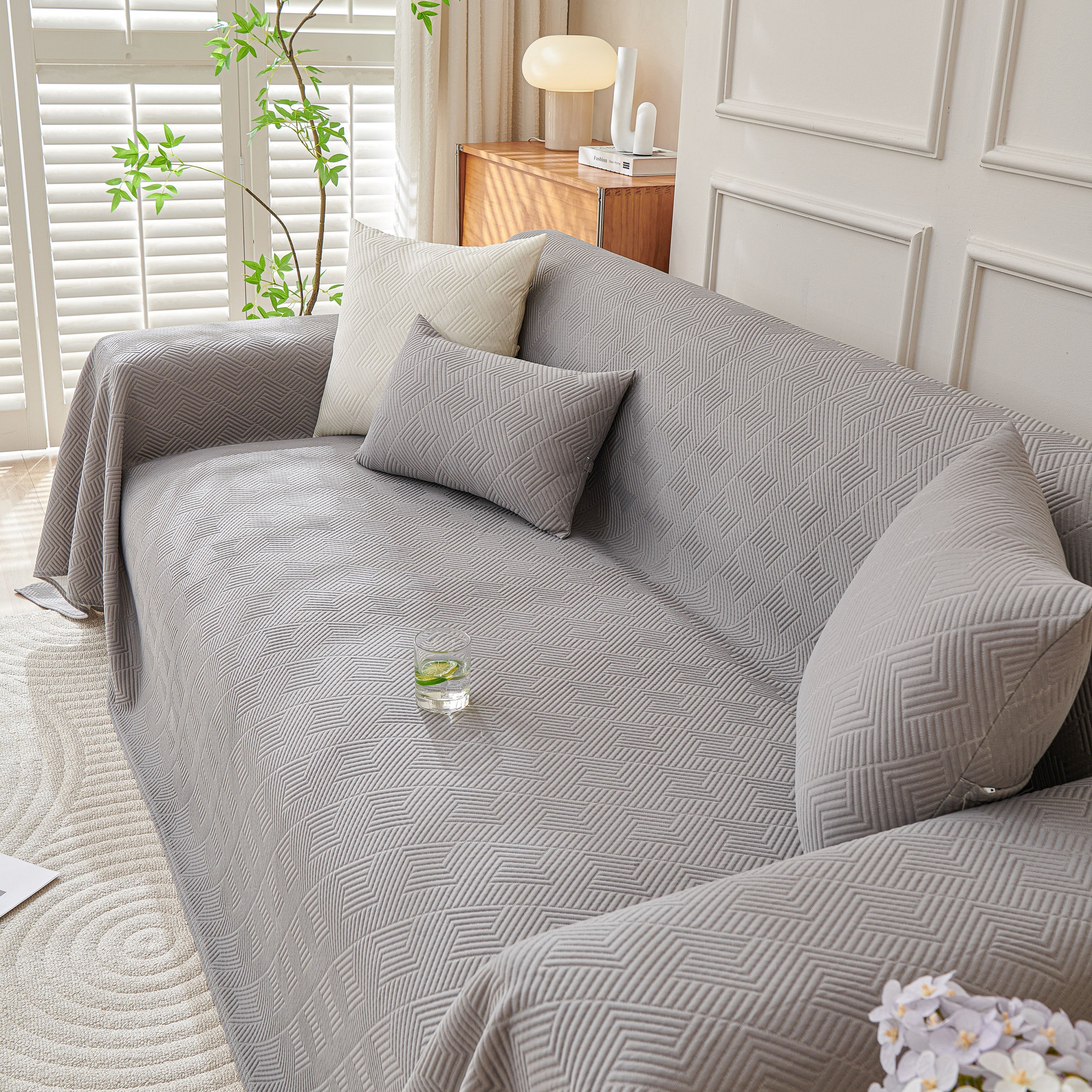Cooling Scratch Proof Large Sofa Throw Cover, Geometric Texture Couch Protector - Image 29