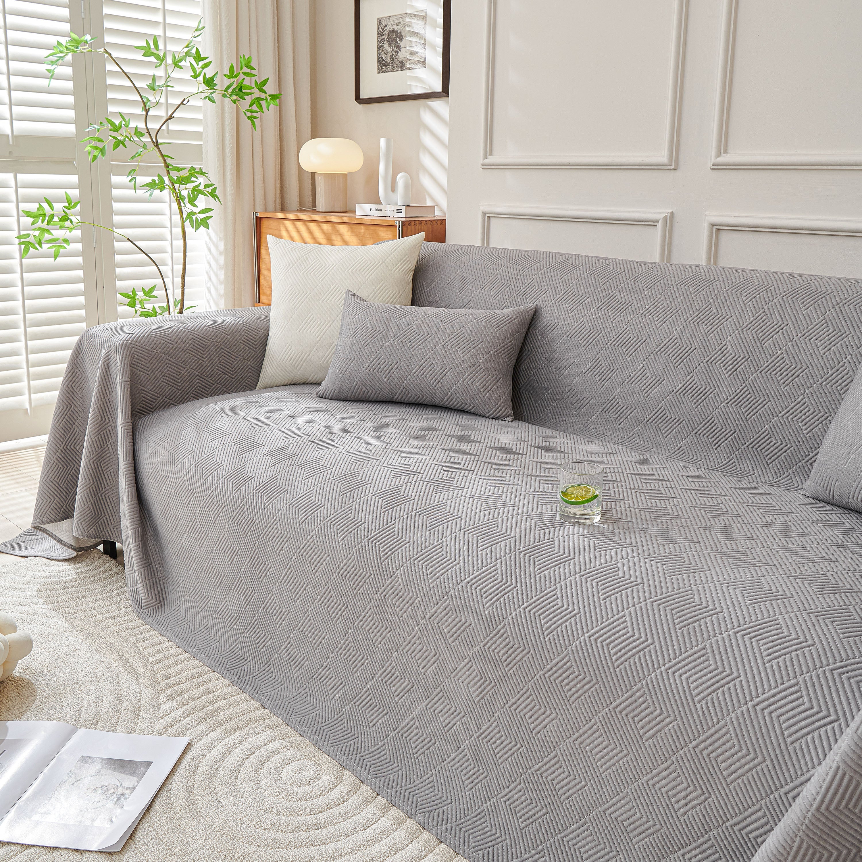 Cooling Scratch Proof Large Sofa Throw Cover, Geometric Texture Couch Protector - Image 31
