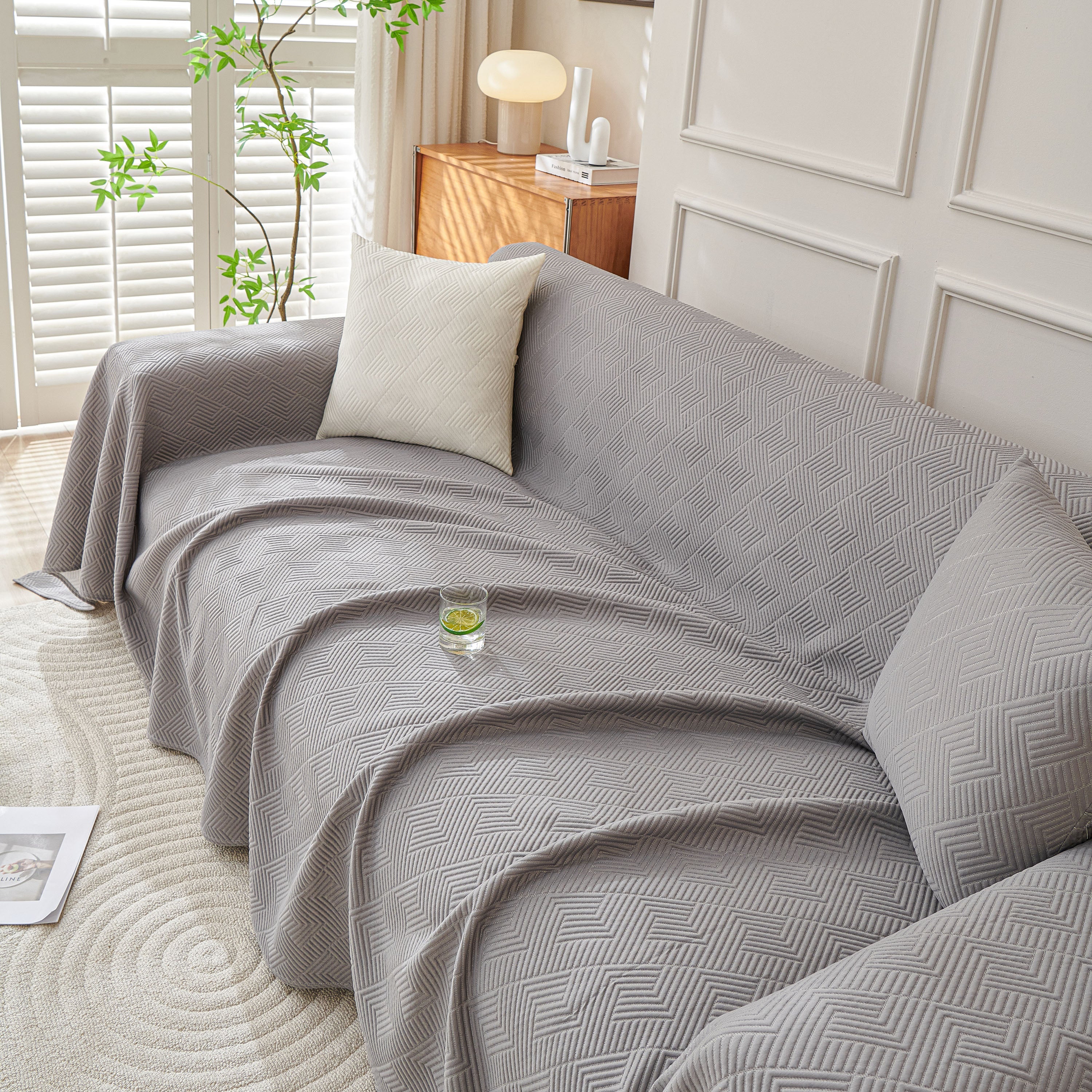 Cooling Scratch Proof Large Sofa Throw Cover, Geometric Texture Couch Protector - Image 32