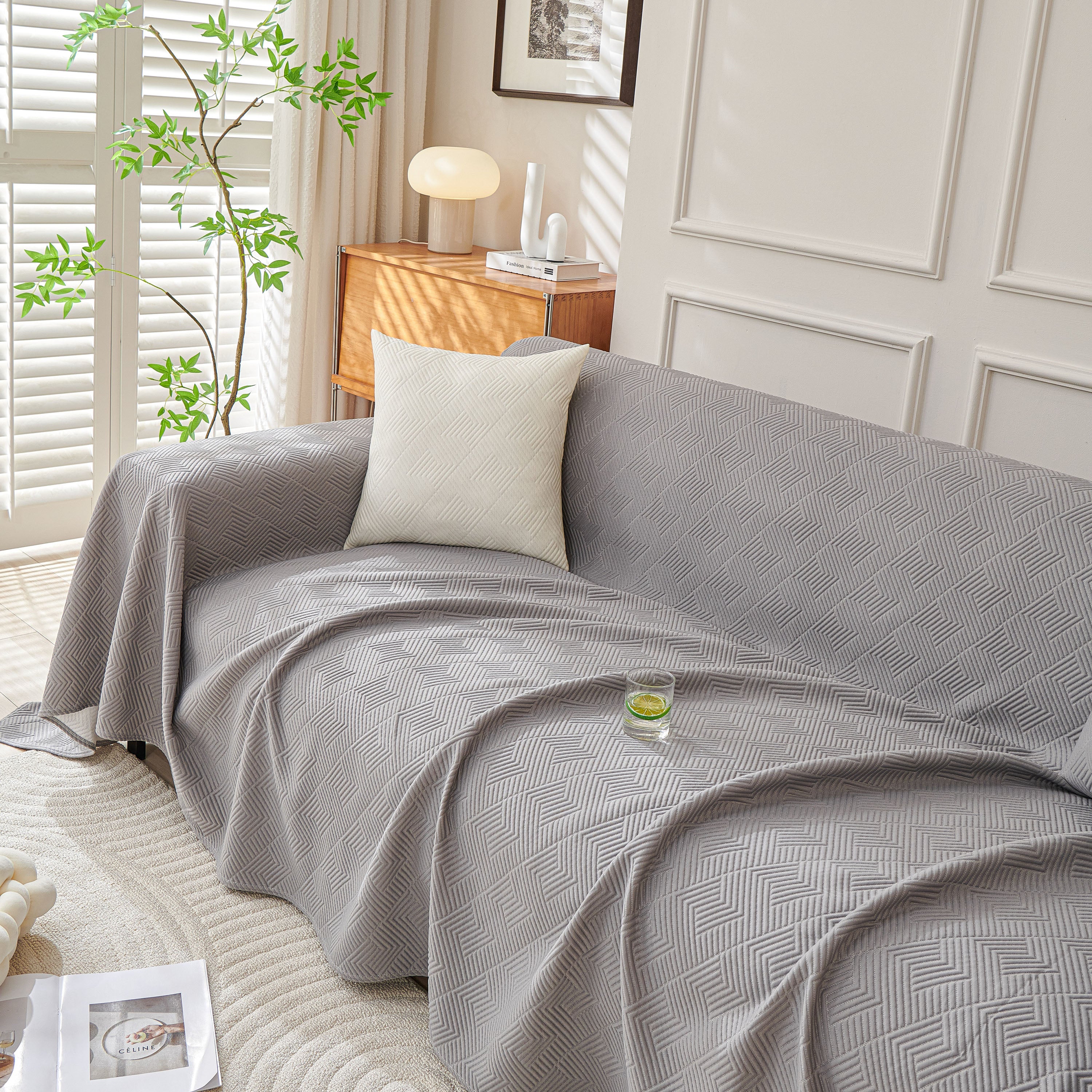 Cooling Scratch Proof Large Sofa Throw Cover, Geometric Texture Couch Protector - Image 34