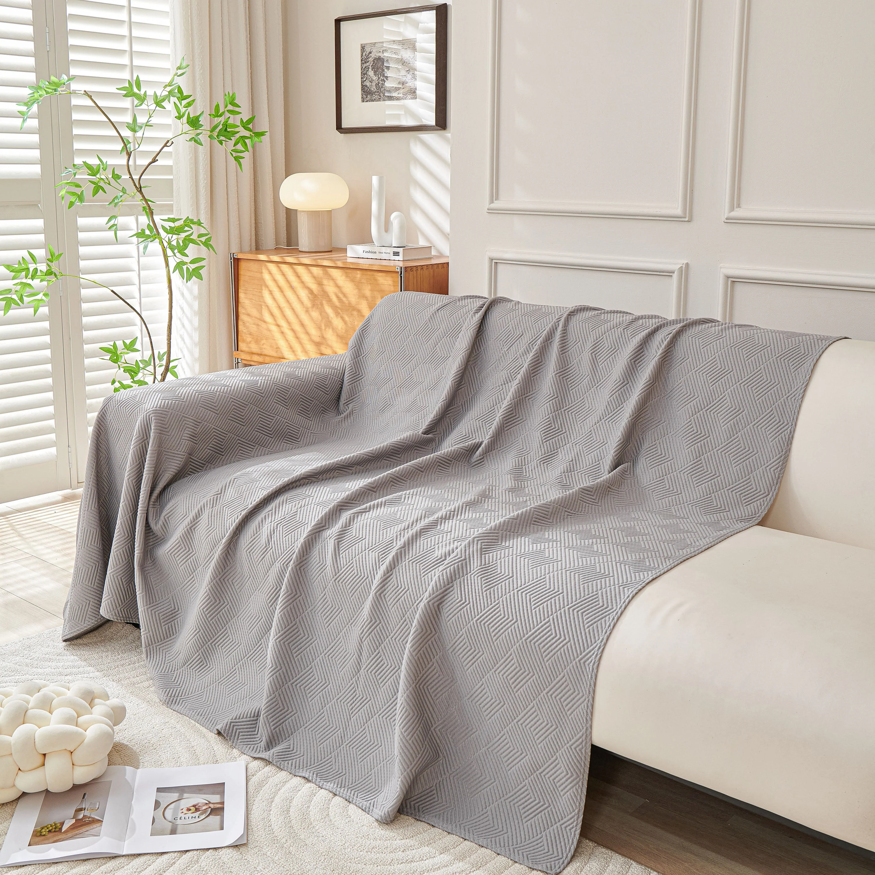 Cooling Scratch Proof Large Sofa Throw Cover, Geometric Texture Couch Protector - Image 38
