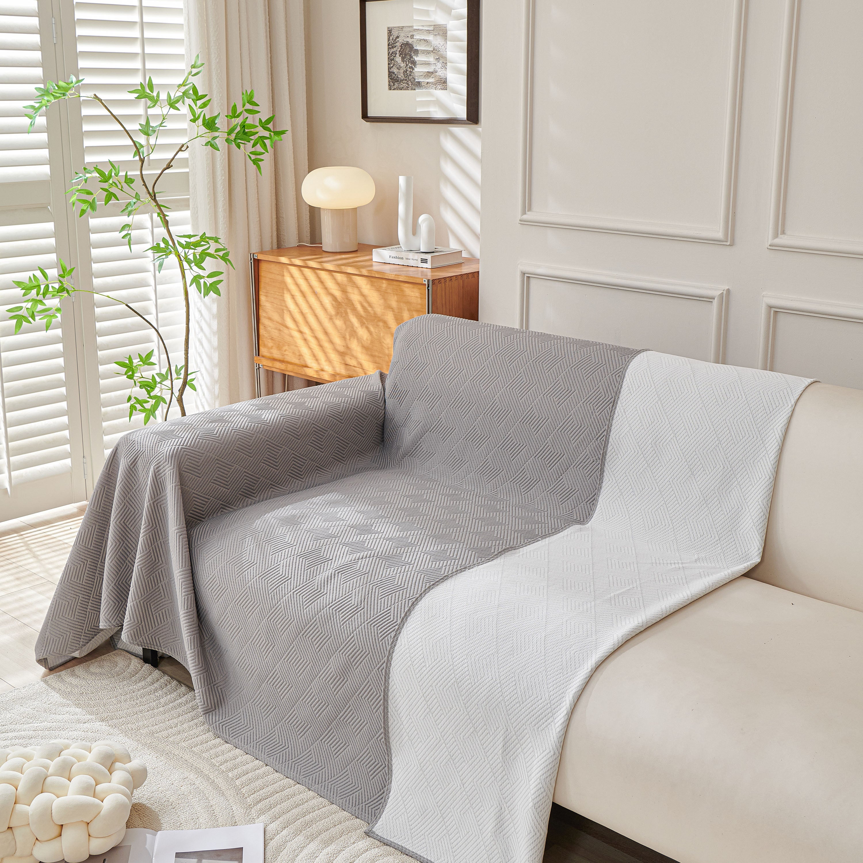 Cooling Scratch Proof Large Sofa Throw Cover, Geometric Texture Couch Protector - Image 39