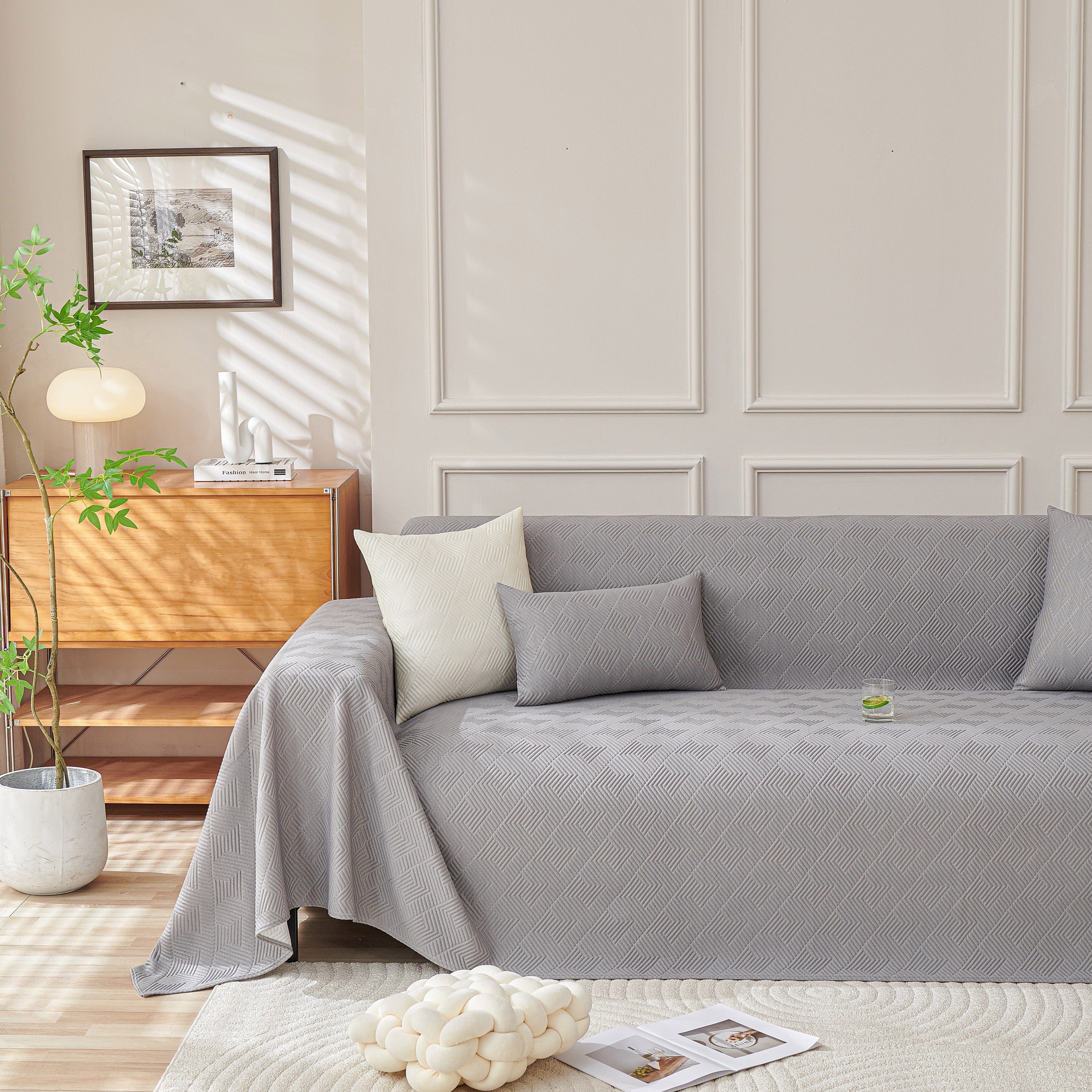 Cooling Scratch Proof Large Sofa Throw Cover, Geometric Texture Couch Protector - Image 40