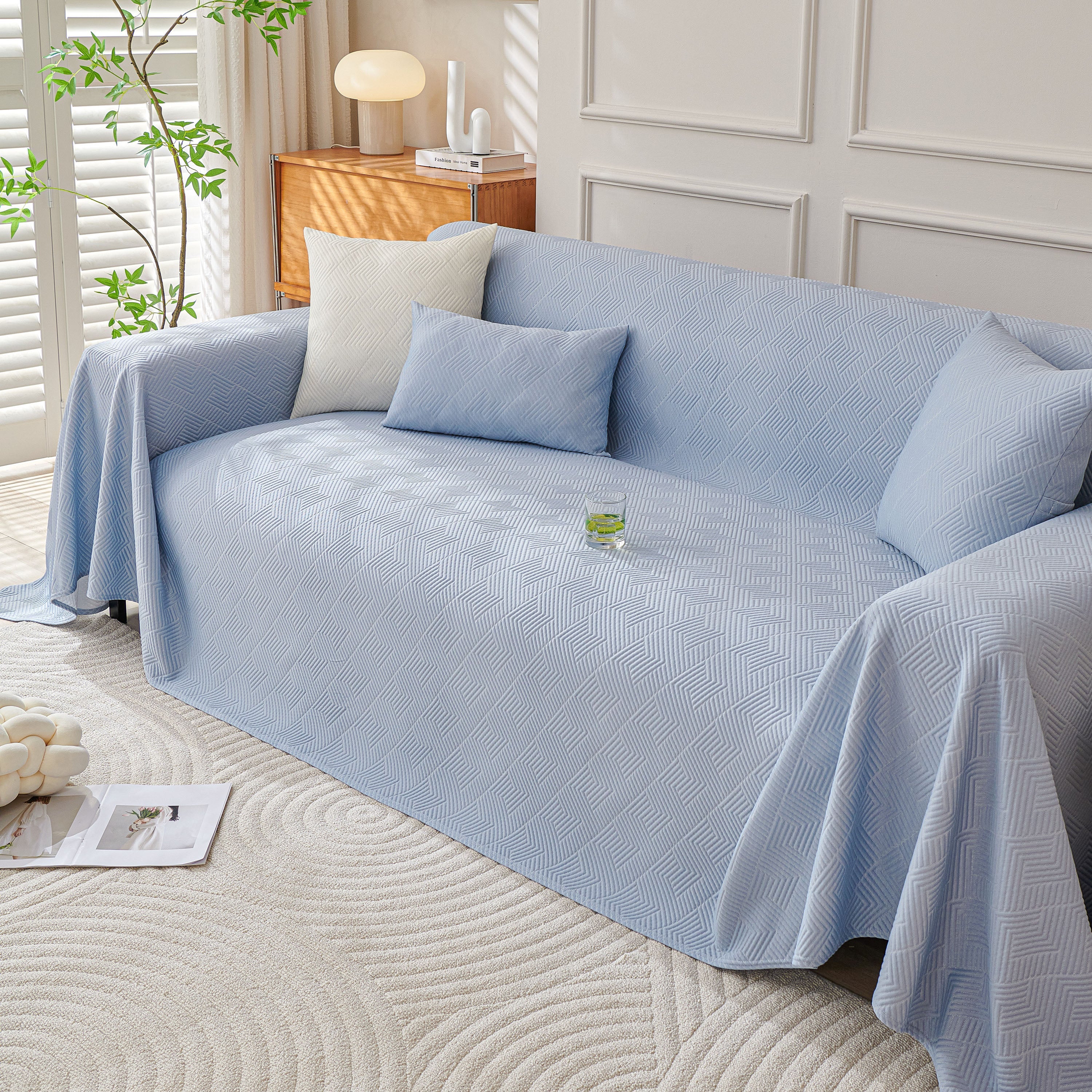 Cooling Scratch Proof Large Sofa Throw Cover, Geometric Texture Couch Protector - Image 41
