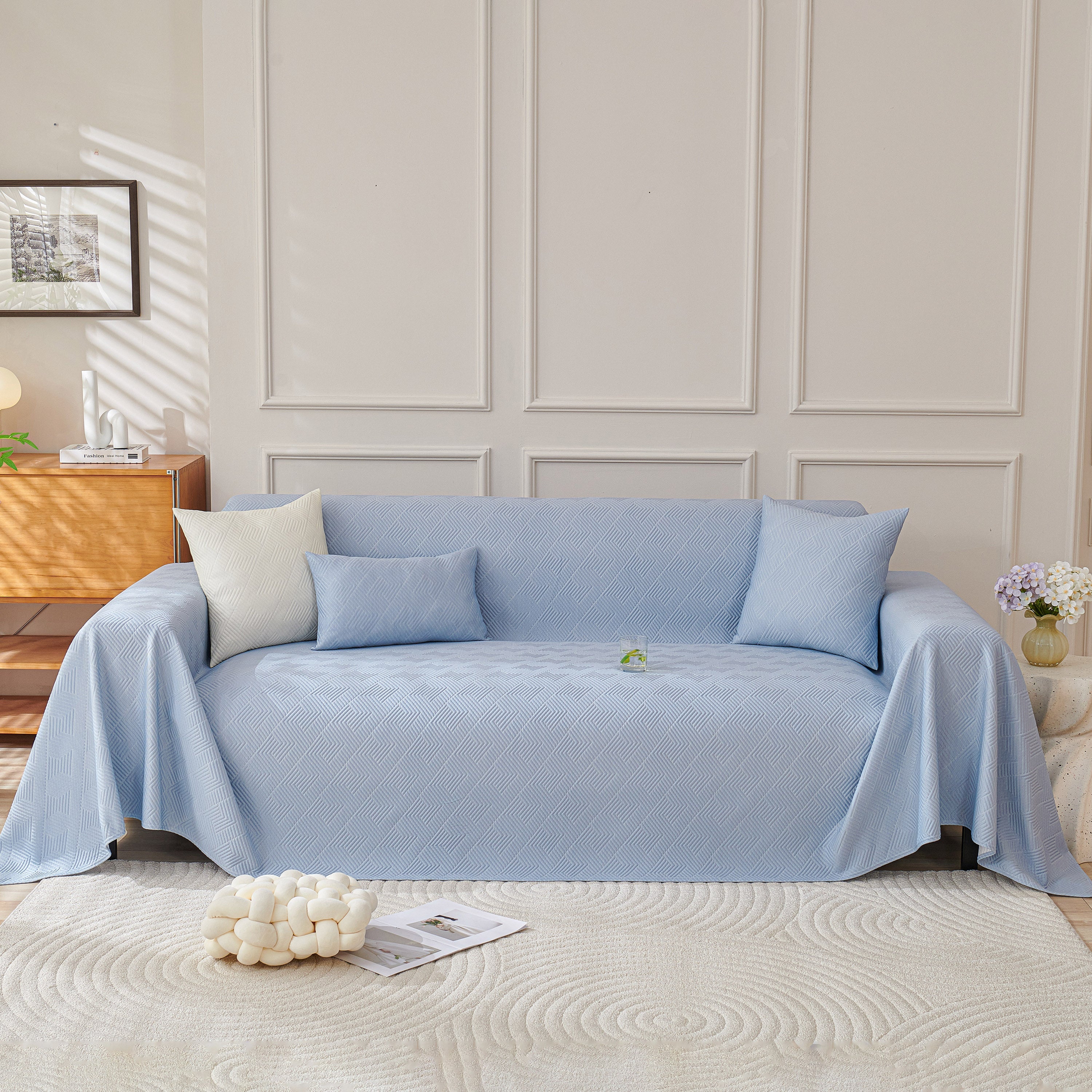 Cooling Scratch Proof Large Sofa Throw Cover, Geometric Texture Couch Protector - Image 42