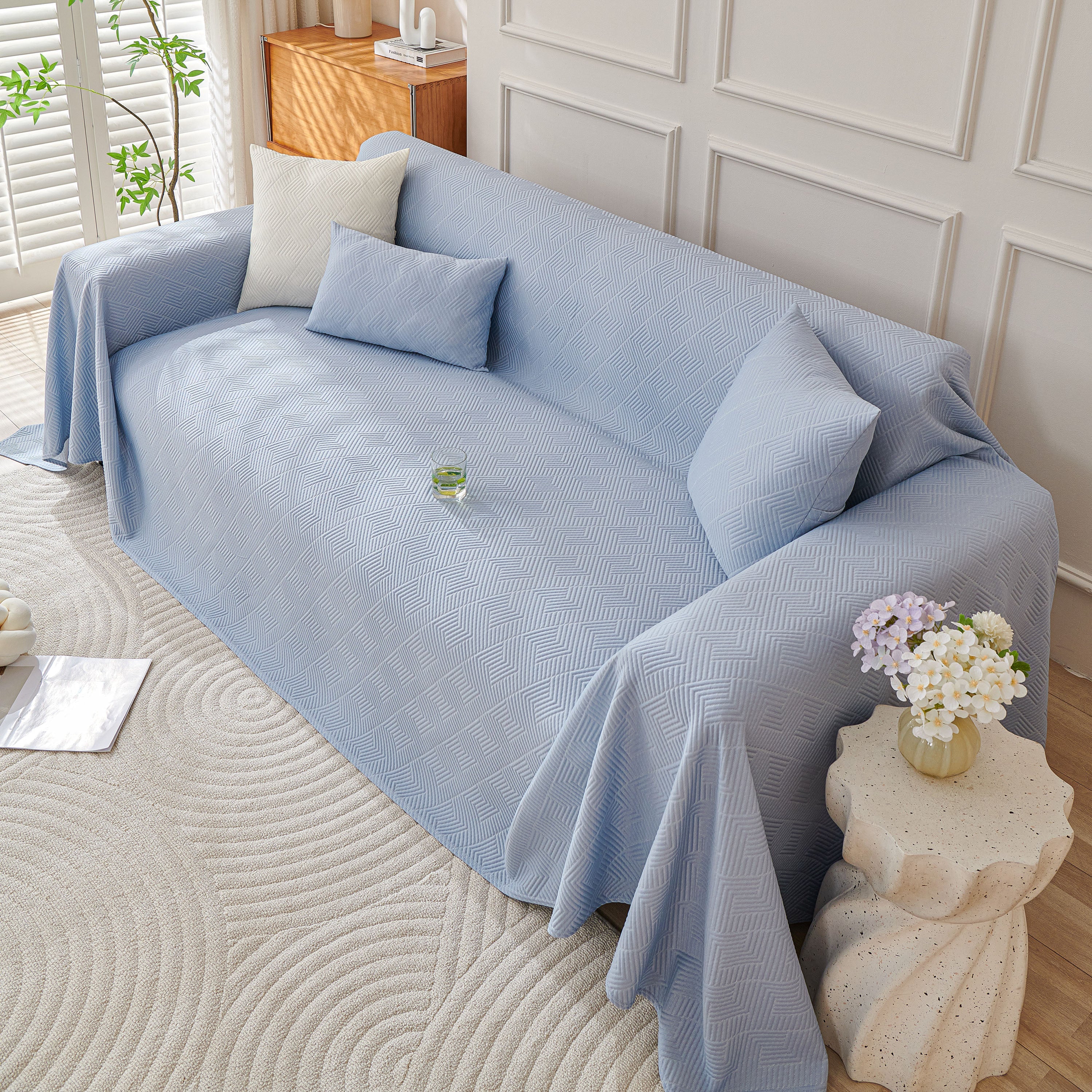 Cooling Scratch Proof Large Sofa Throw Cover, Geometric Texture Couch Protector - Image 45