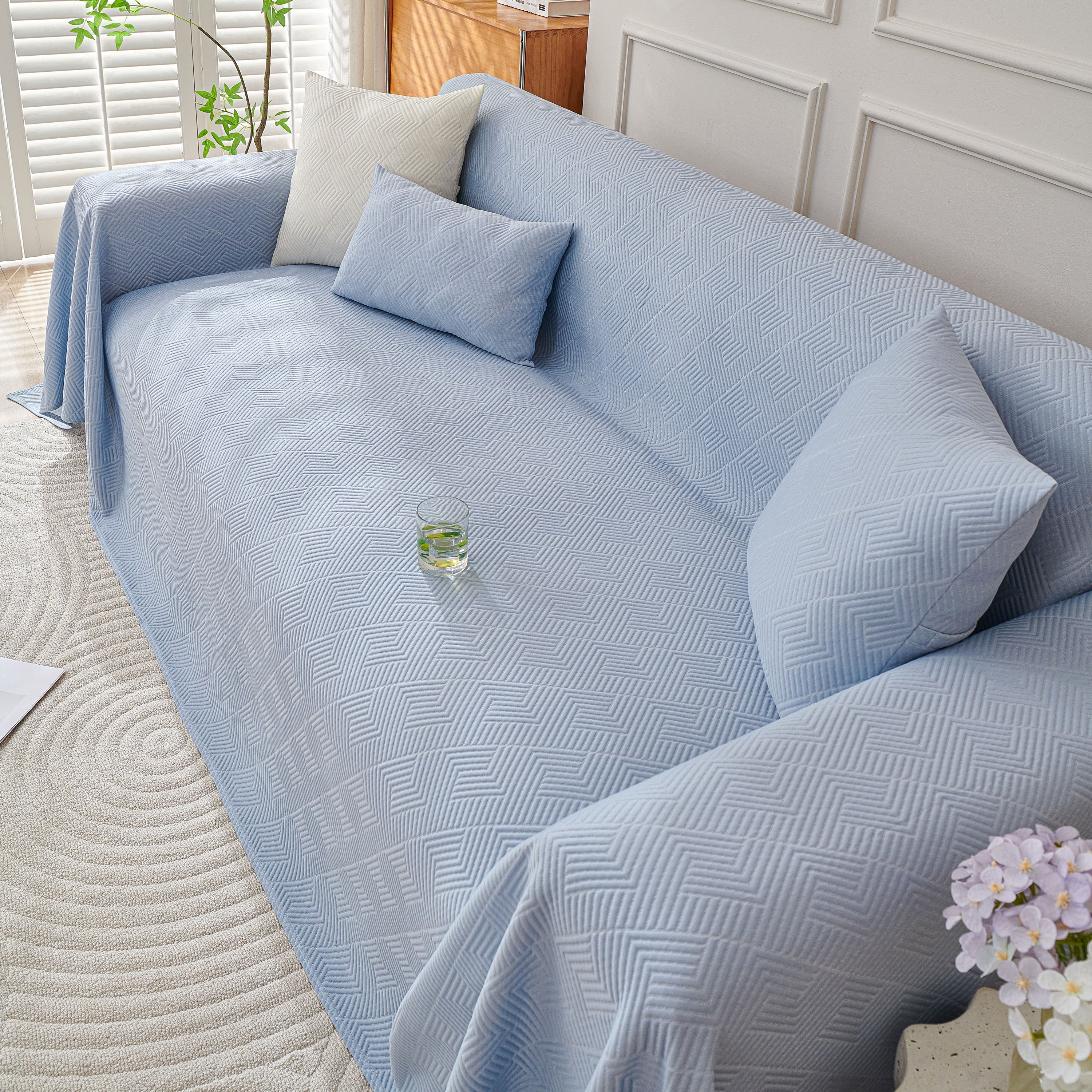 Cooling Scratch Proof Large Sofa Throw Cover, Geometric Texture Couch Protector - Image 46