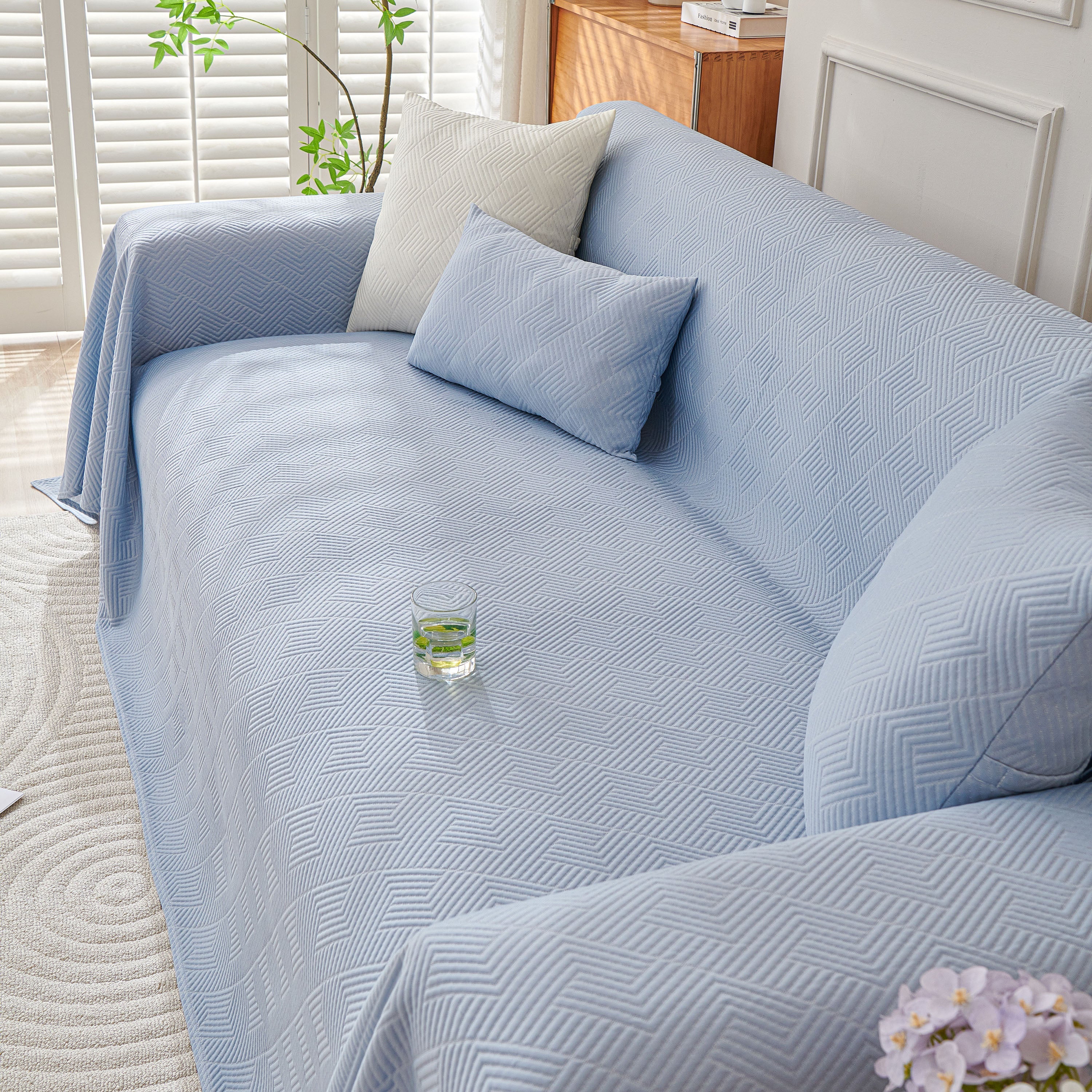 Cooling Scratch Proof Large Sofa Throw Cover, Geometric Texture Couch Protector - Image 47