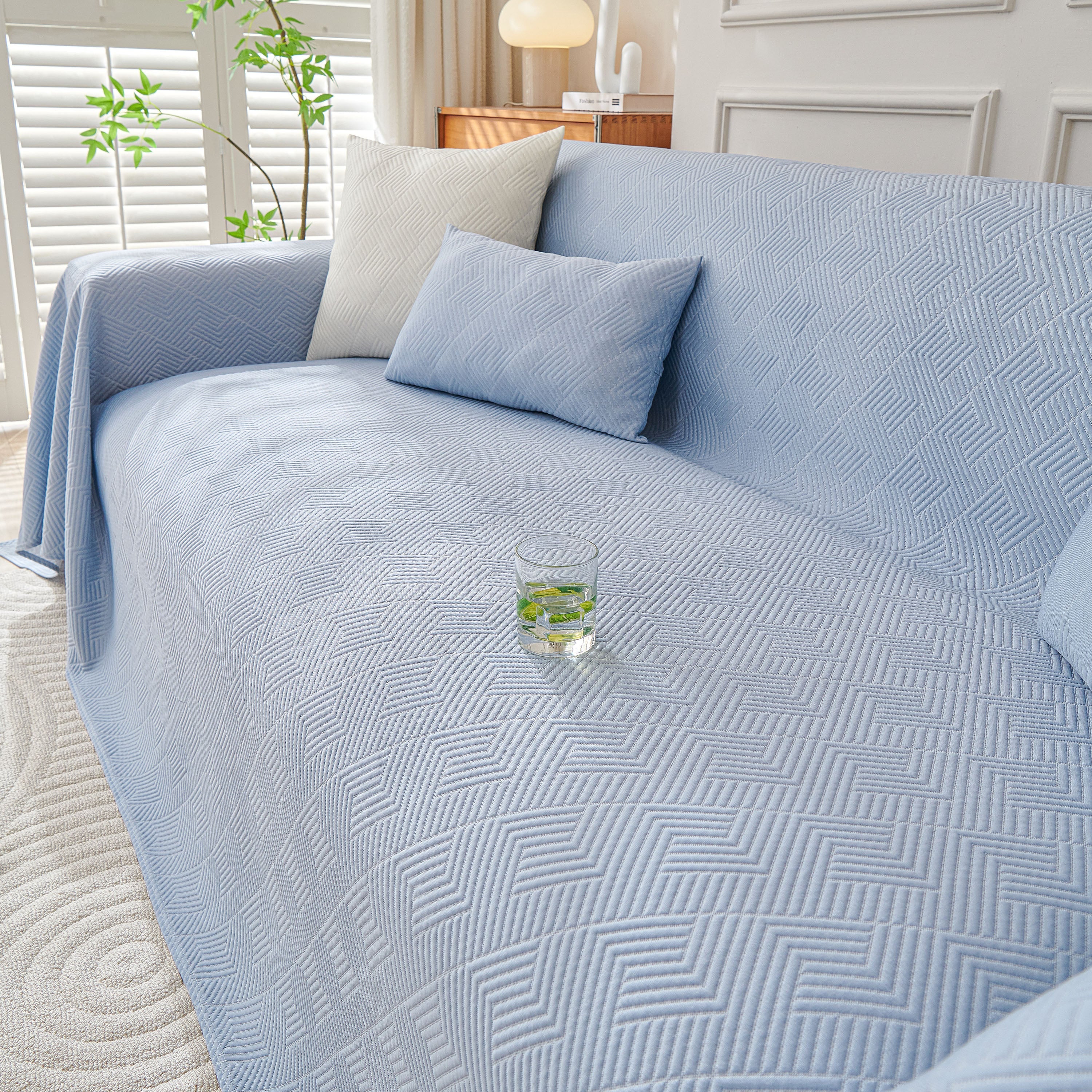 Cooling Scratch Proof Large Sofa Throw Cover, Geometric Texture Couch Protector - Image 48