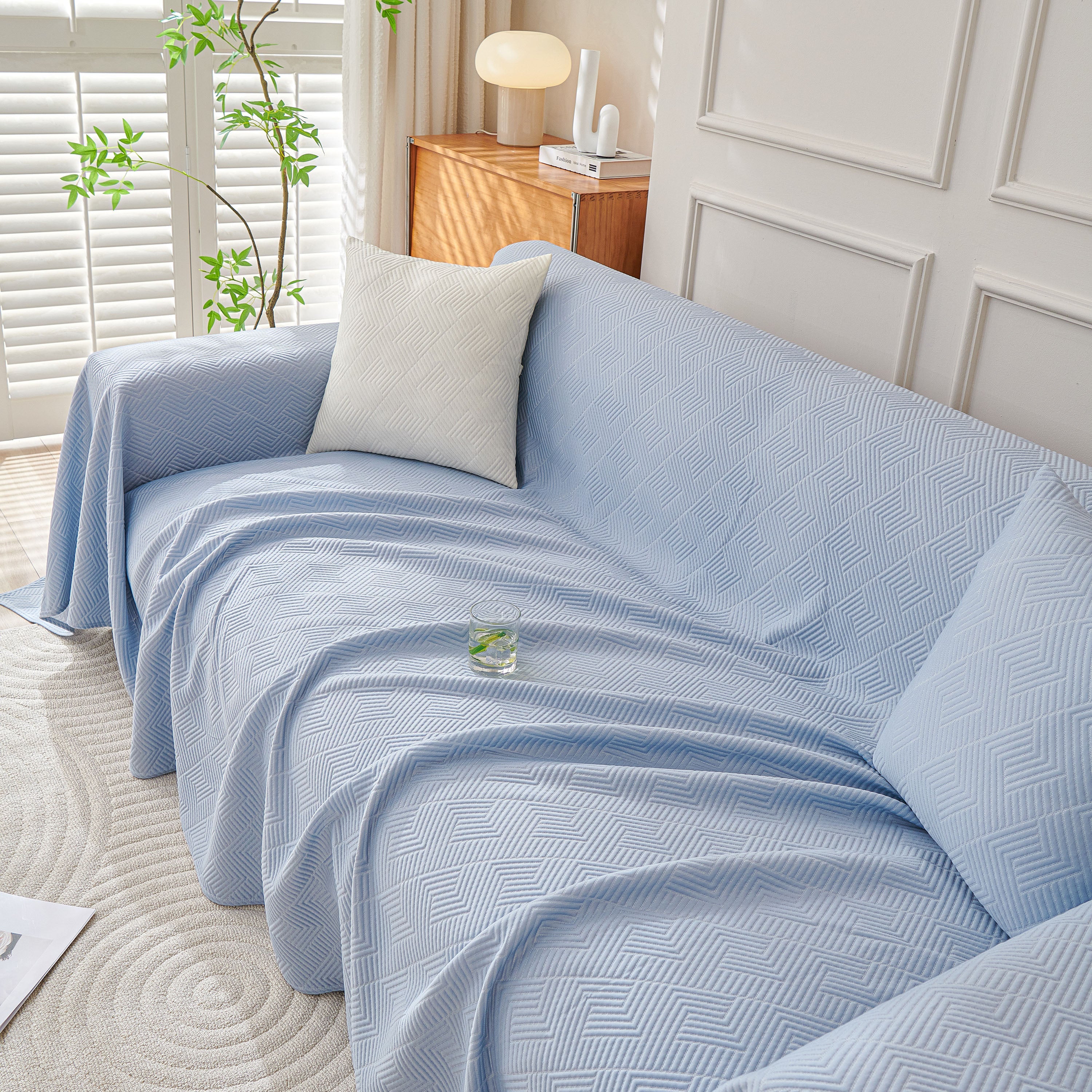 Cooling Scratch Proof Large Sofa Throw Cover, Geometric Texture Couch Protector - Image 53