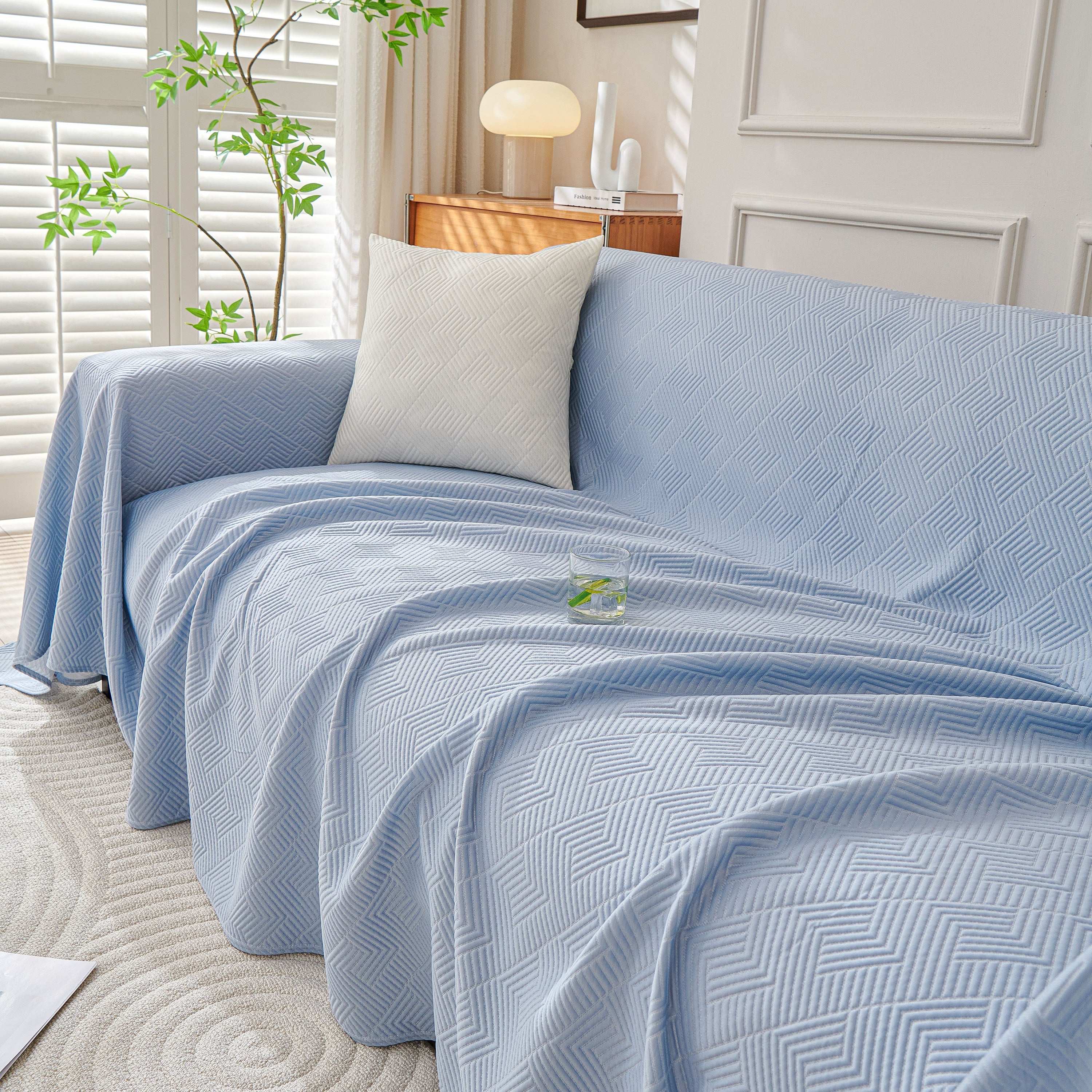 Cooling Scratch Proof Large Sofa Throw Cover, Geometric Texture Couch Protector - Image 54