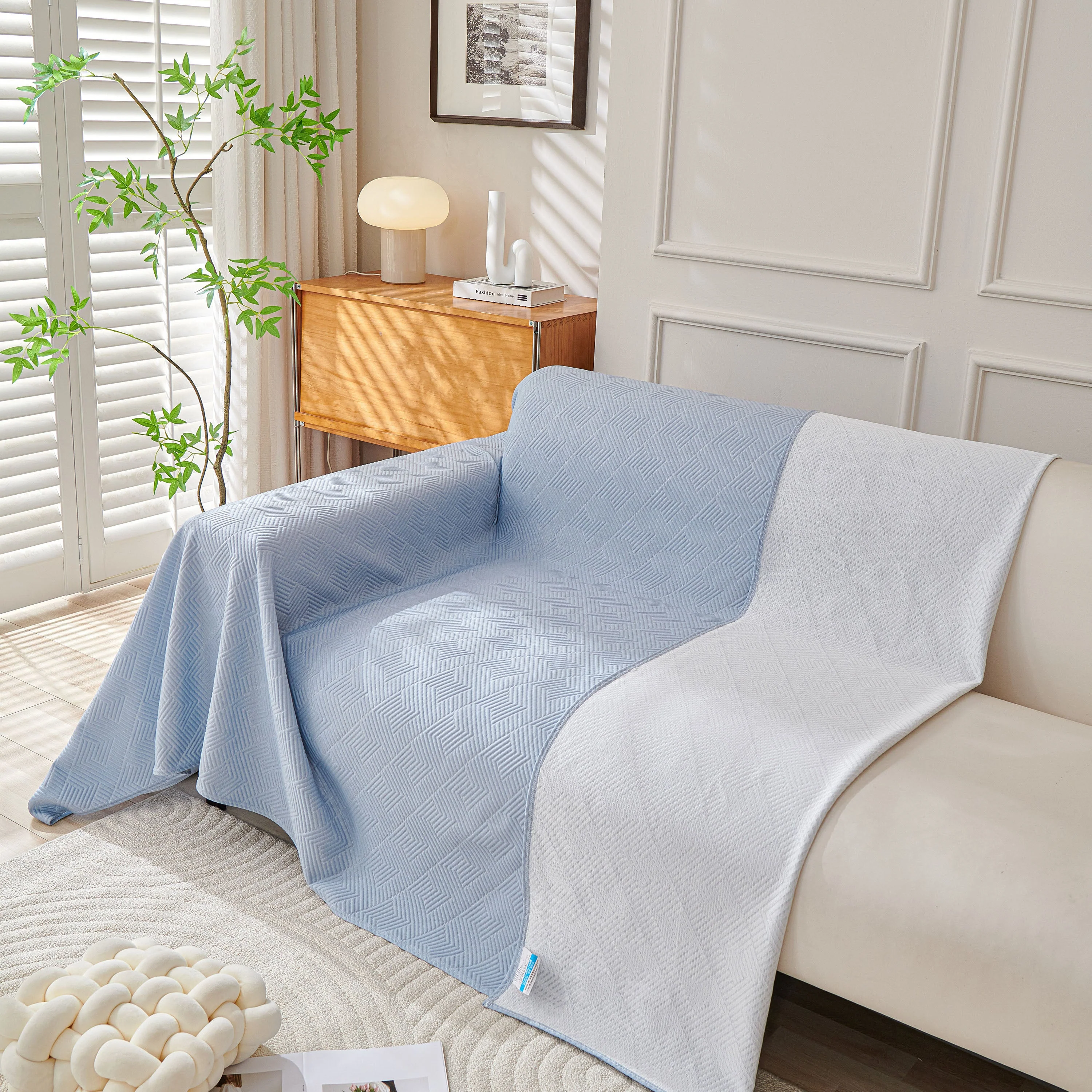 Cooling Scratch Proof Large Sofa Throw Cover, Geometric Texture Couch Protector - Image 58