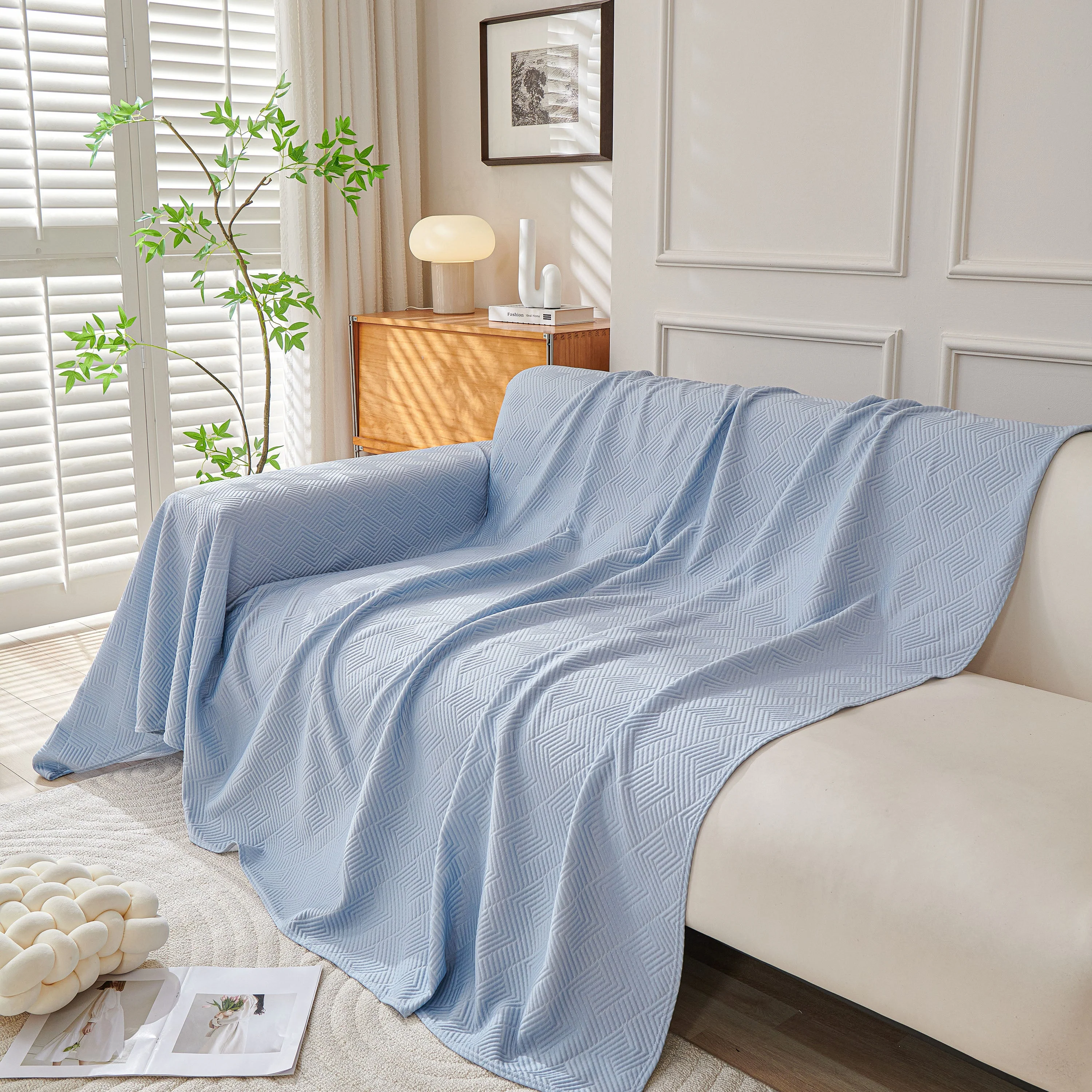 Cooling Scratch Proof Large Sofa Throw Cover, Geometric Texture Couch Protector - Image 59