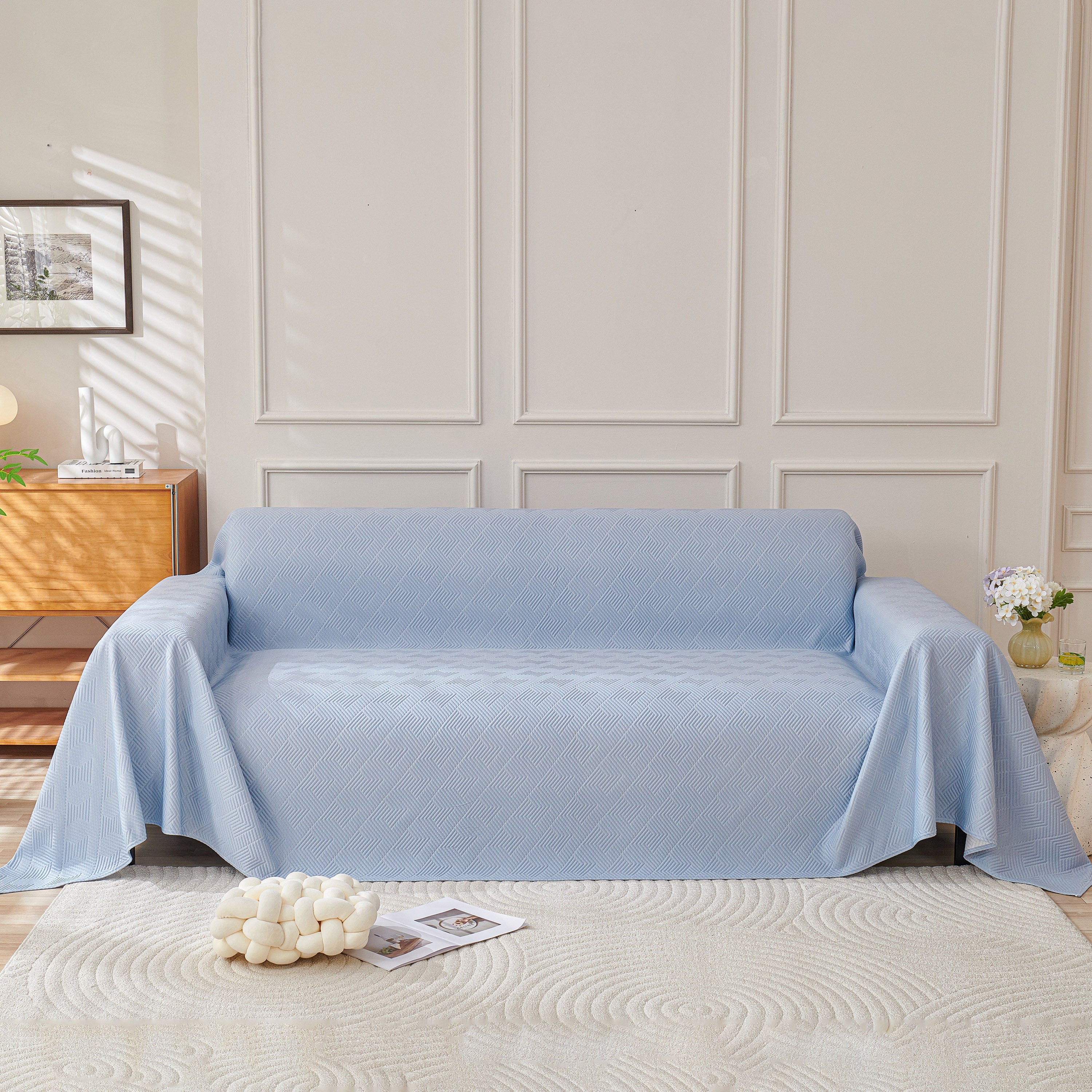 Cooling Scratch Proof Large Sofa Throw Cover, Geometric Texture Couch Protector - Image 60