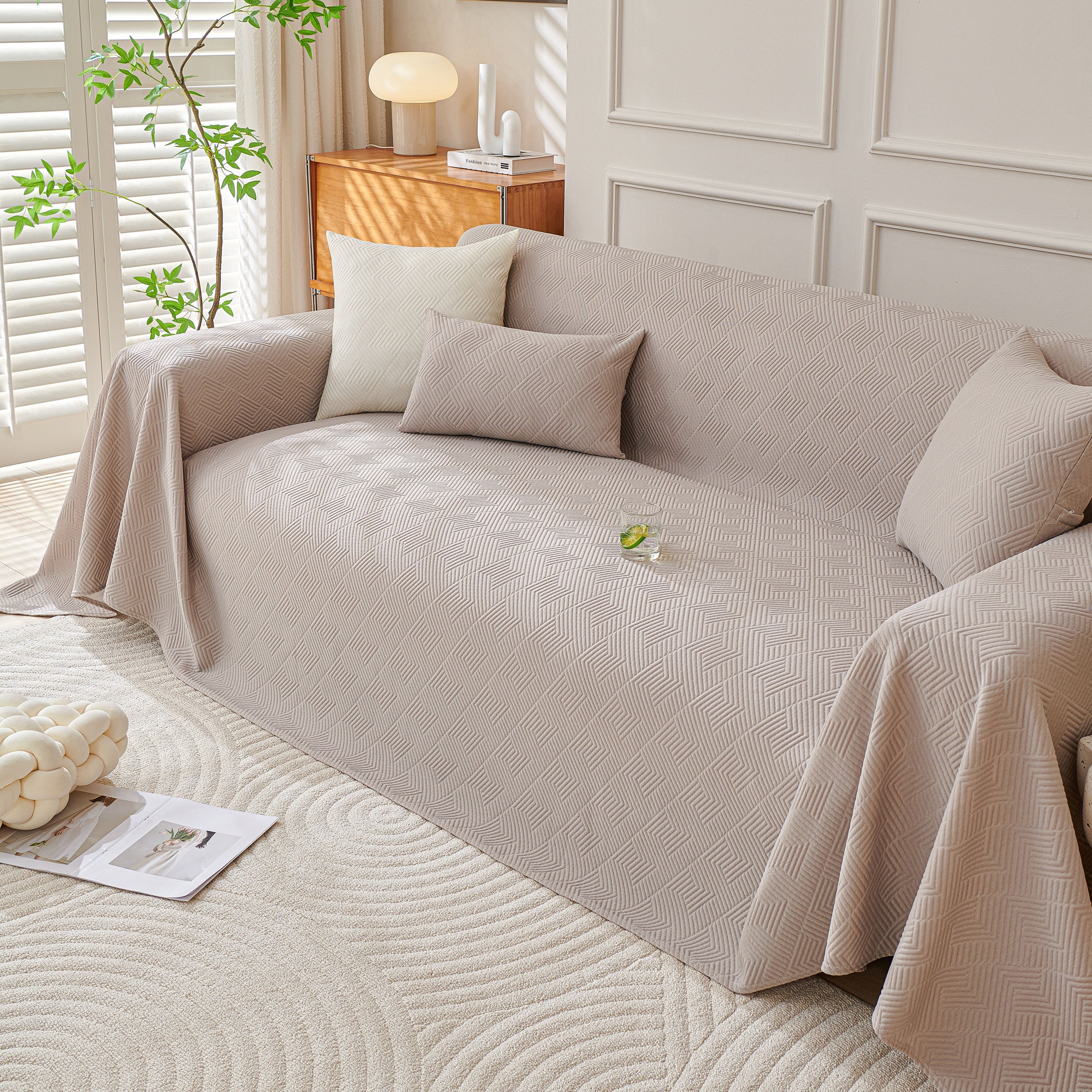Cooling Scratch Proof Large Sofa Throw Cover, Geometric Texture Couch Protector - Image 62