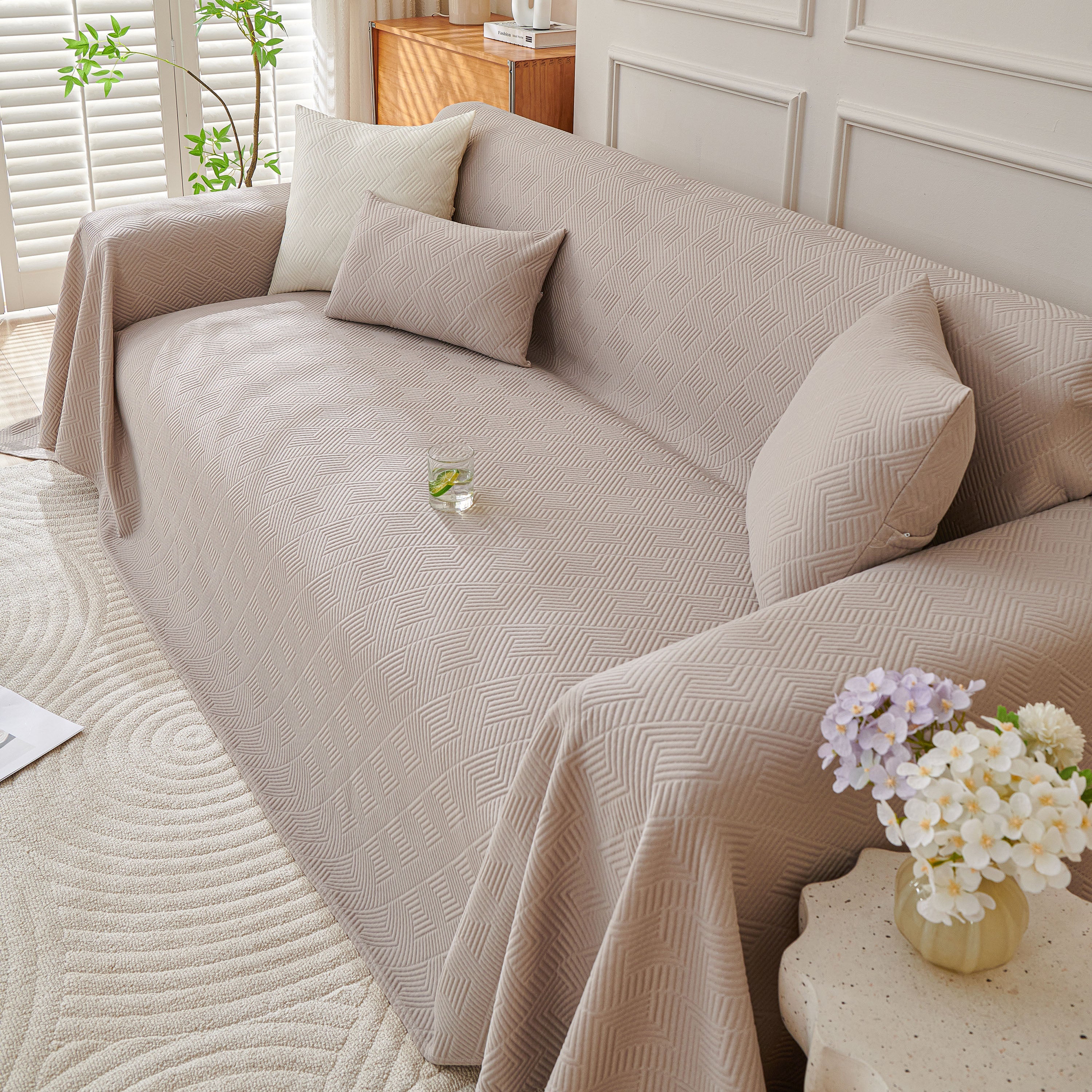 Cooling Scratch Proof Large Sofa Throw Cover, Geometric Texture Couch Protector - Image 67