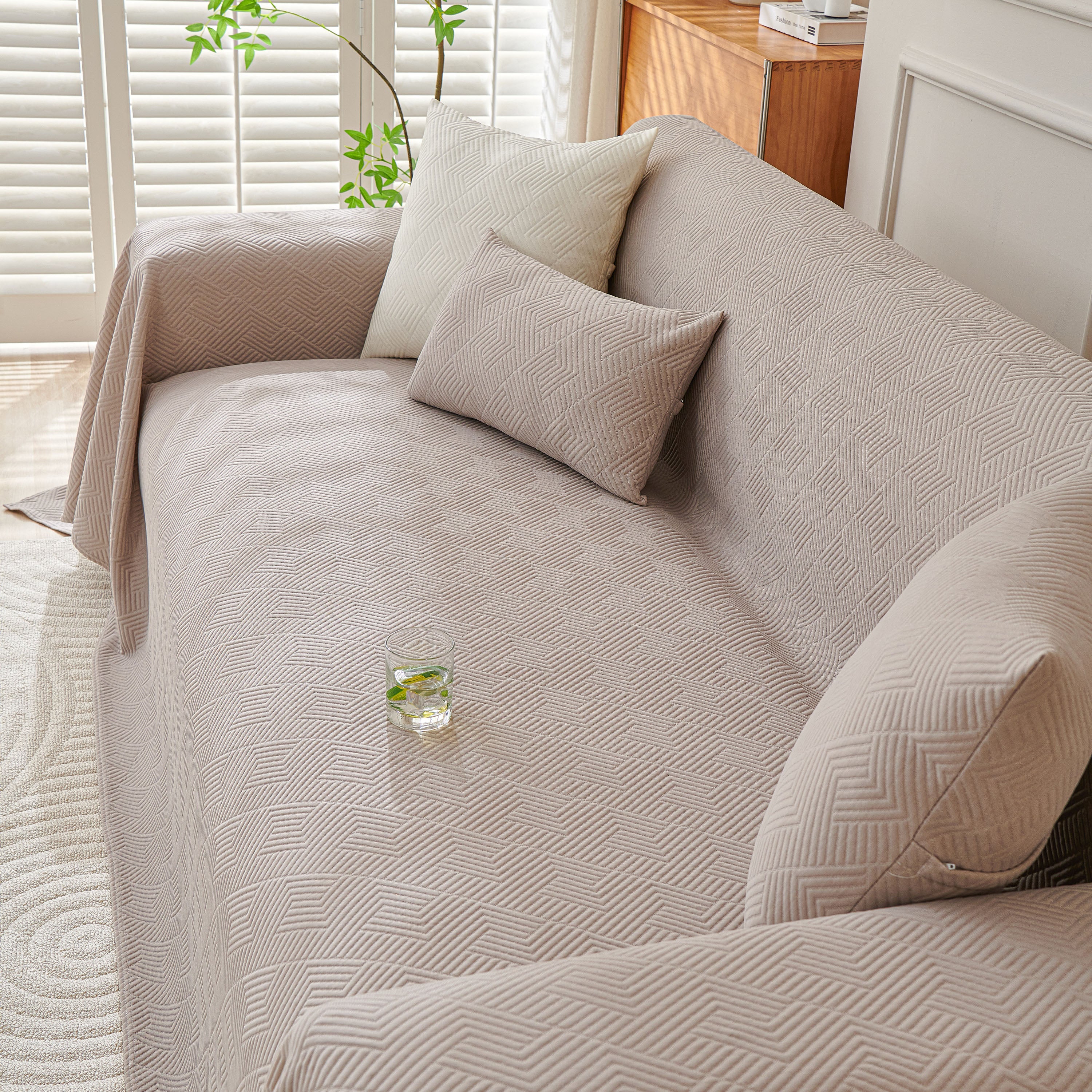 Cooling Scratch Proof Large Sofa Throw Cover, Geometric Texture Couch Protector - Image 68