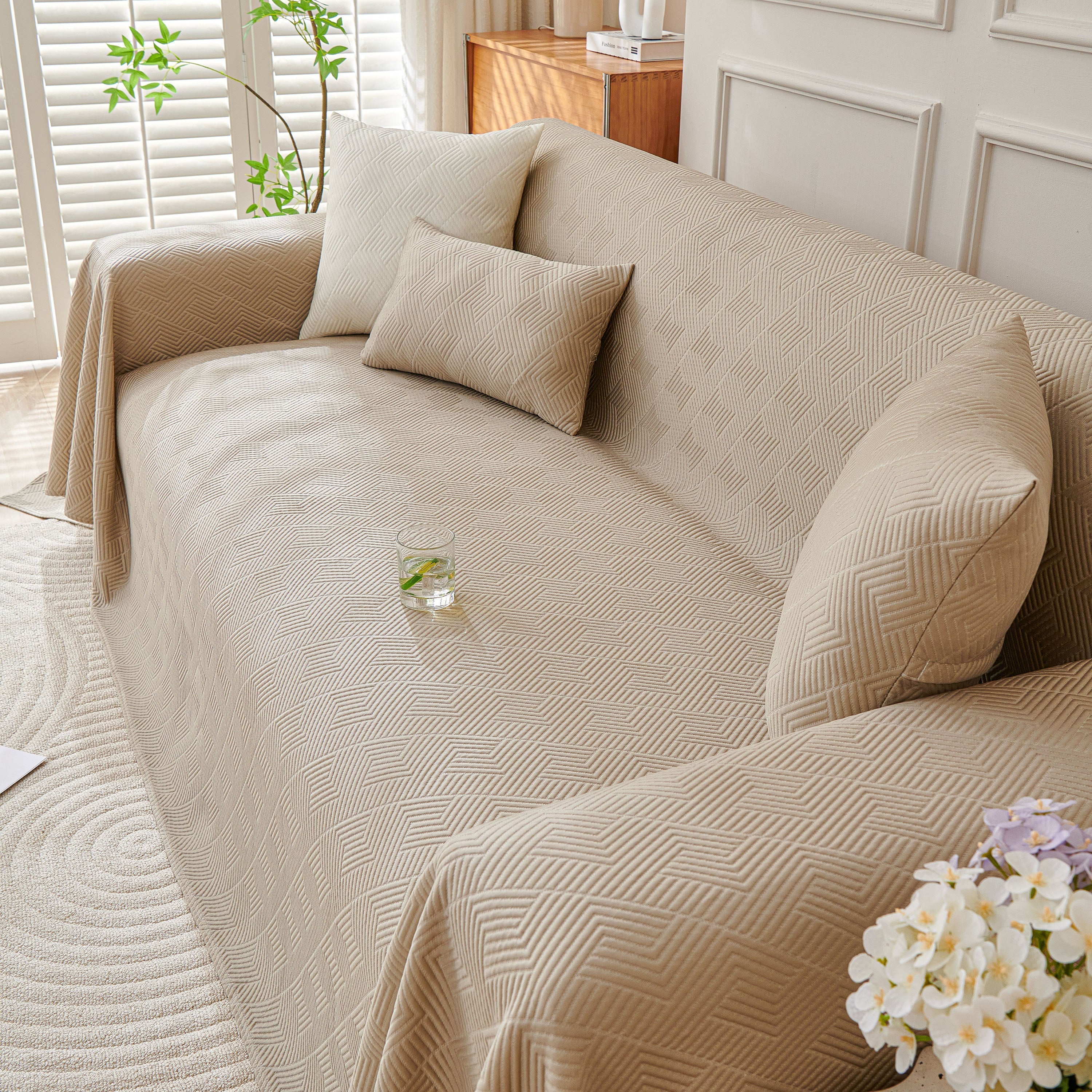 Cooling Scratch Proof Large Sofa Throw Cover, Geometric Texture Couch Protector - Image 7