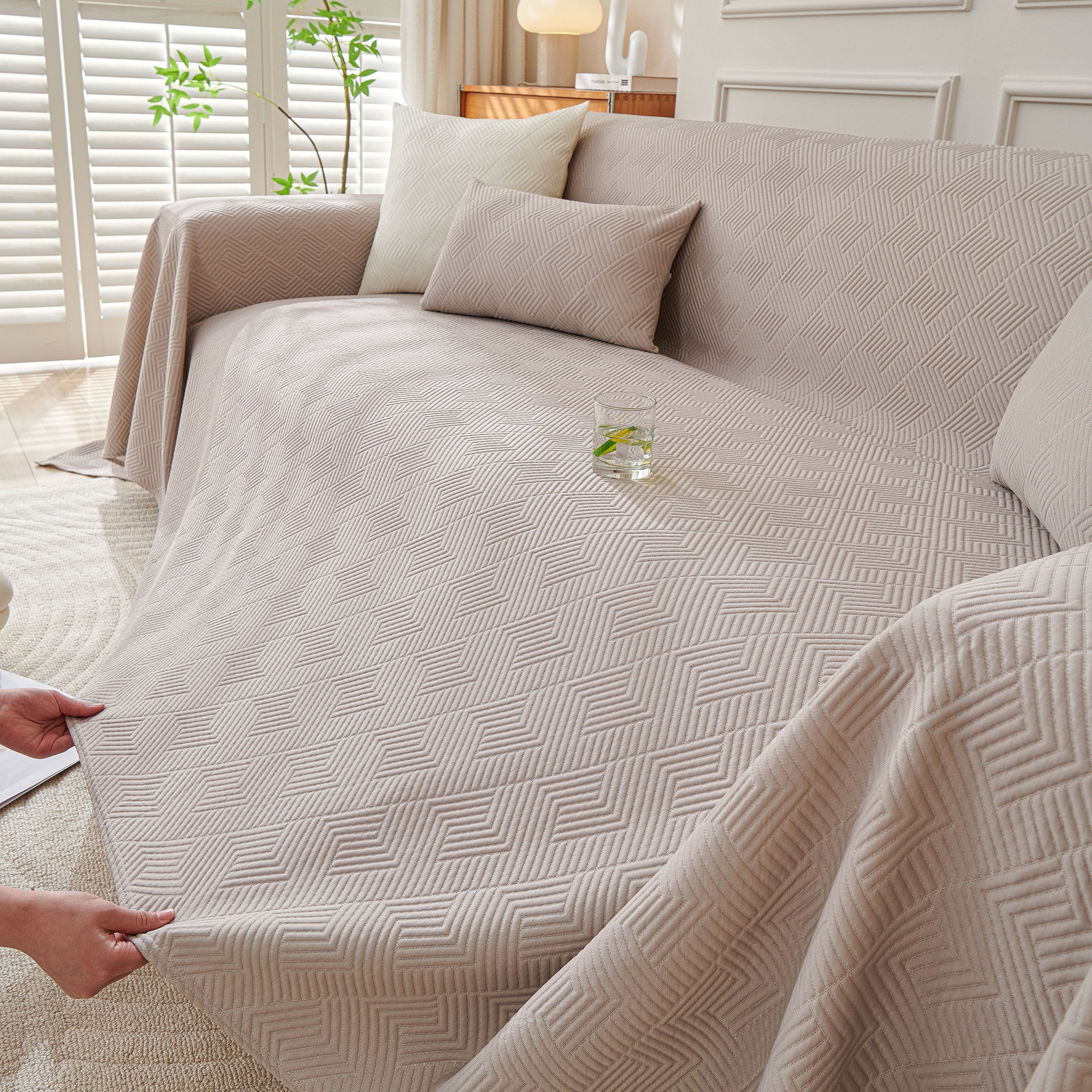 Cooling Scratch Proof Large Sofa Throw Cover, Geometric Texture Couch Protector - Image 73