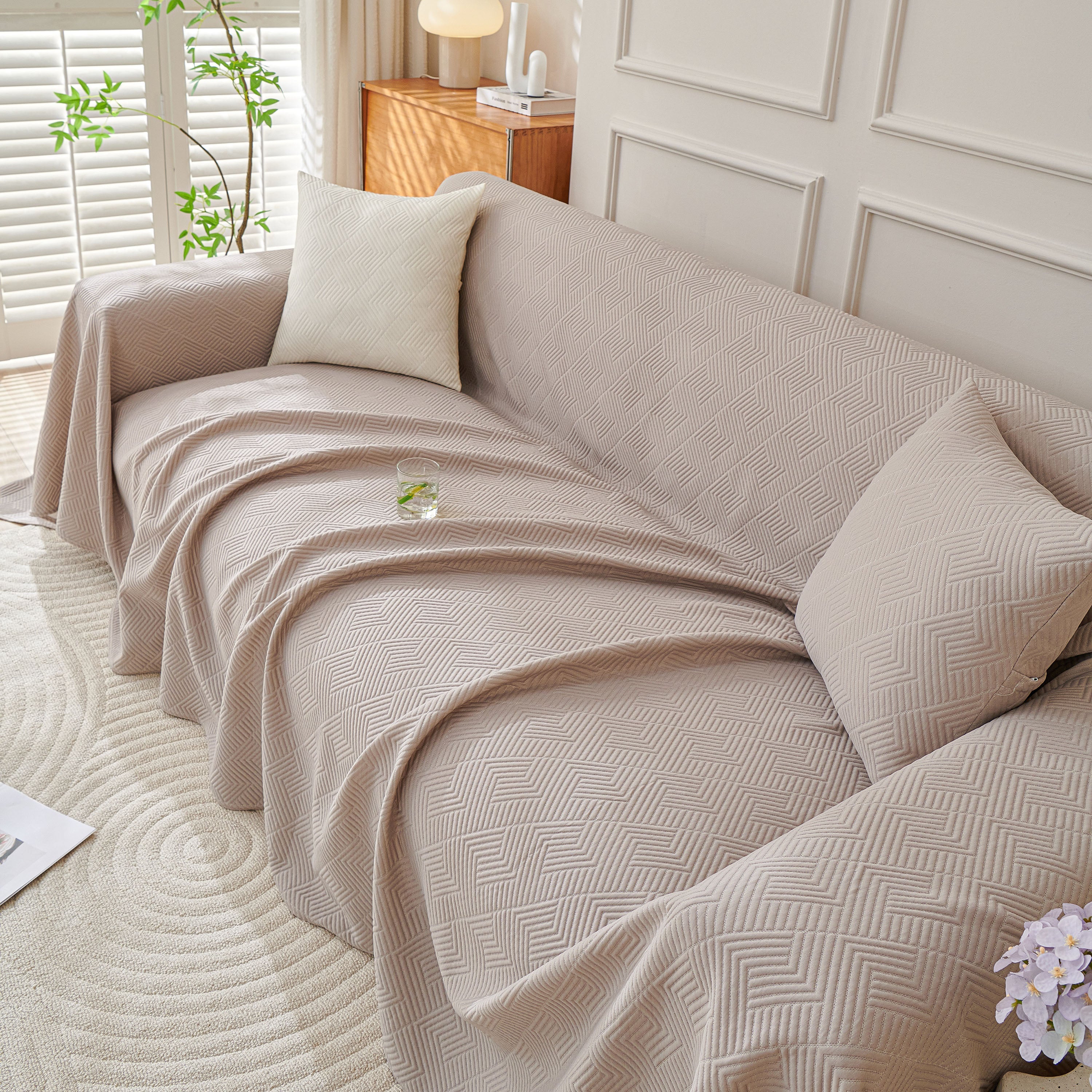Cooling Scratch Proof Large Sofa Throw Cover, Geometric Texture Couch Protector - Image 74