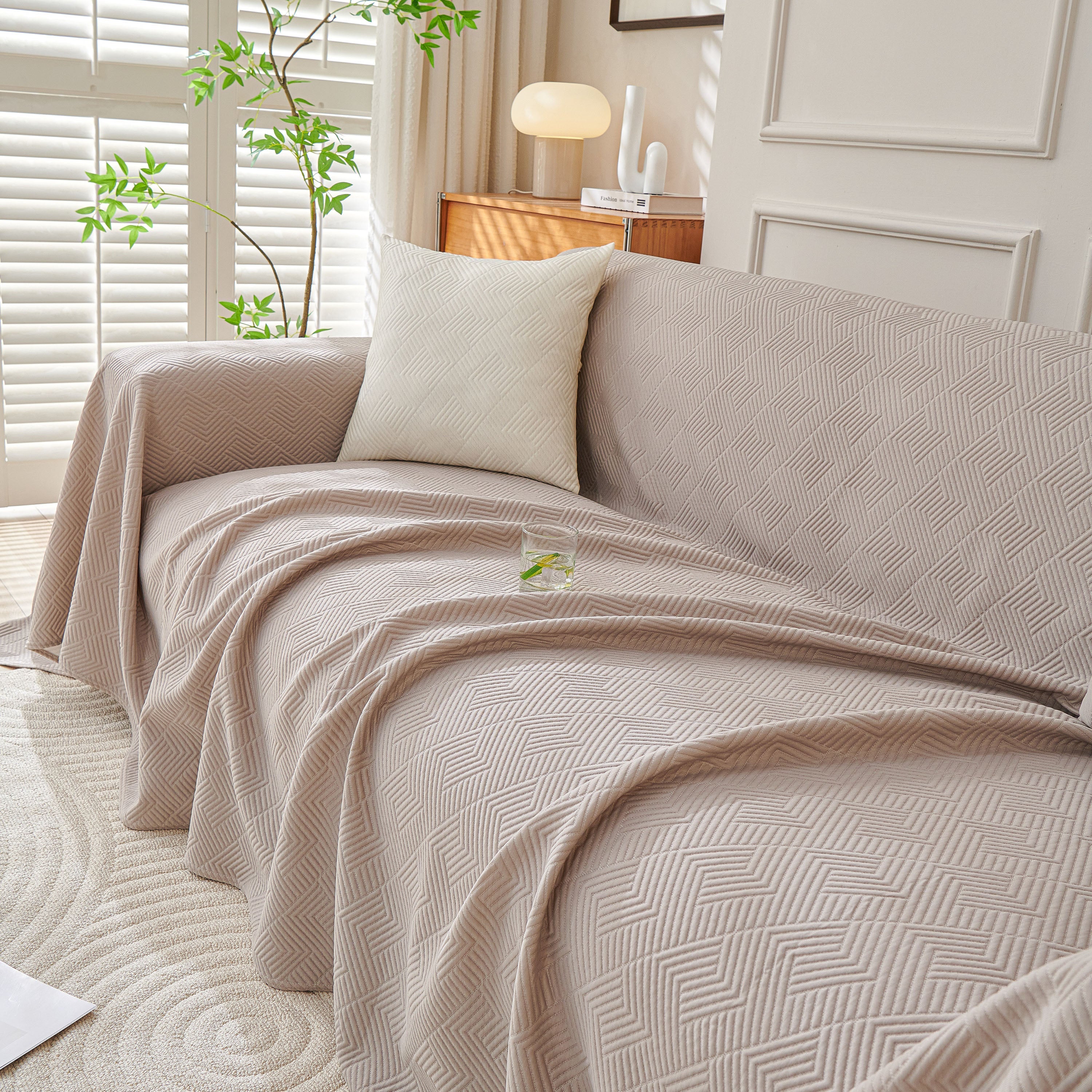 Cooling Scratch Proof Large Sofa Throw Cover, Geometric Texture Couch Protector - Image 75