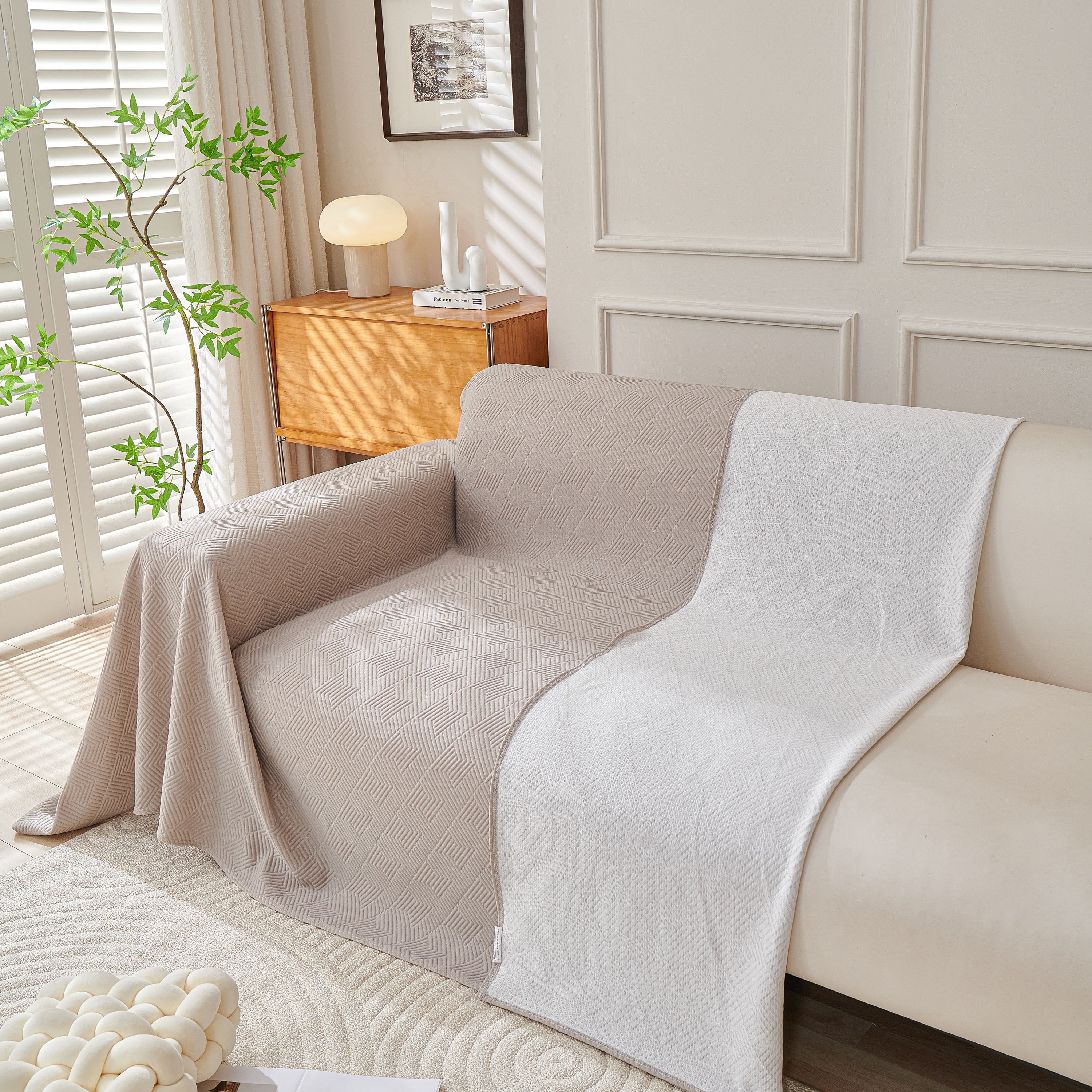 Cooling Scratch Proof Large Sofa Throw Cover, Geometric Texture Couch Protector - Image 80