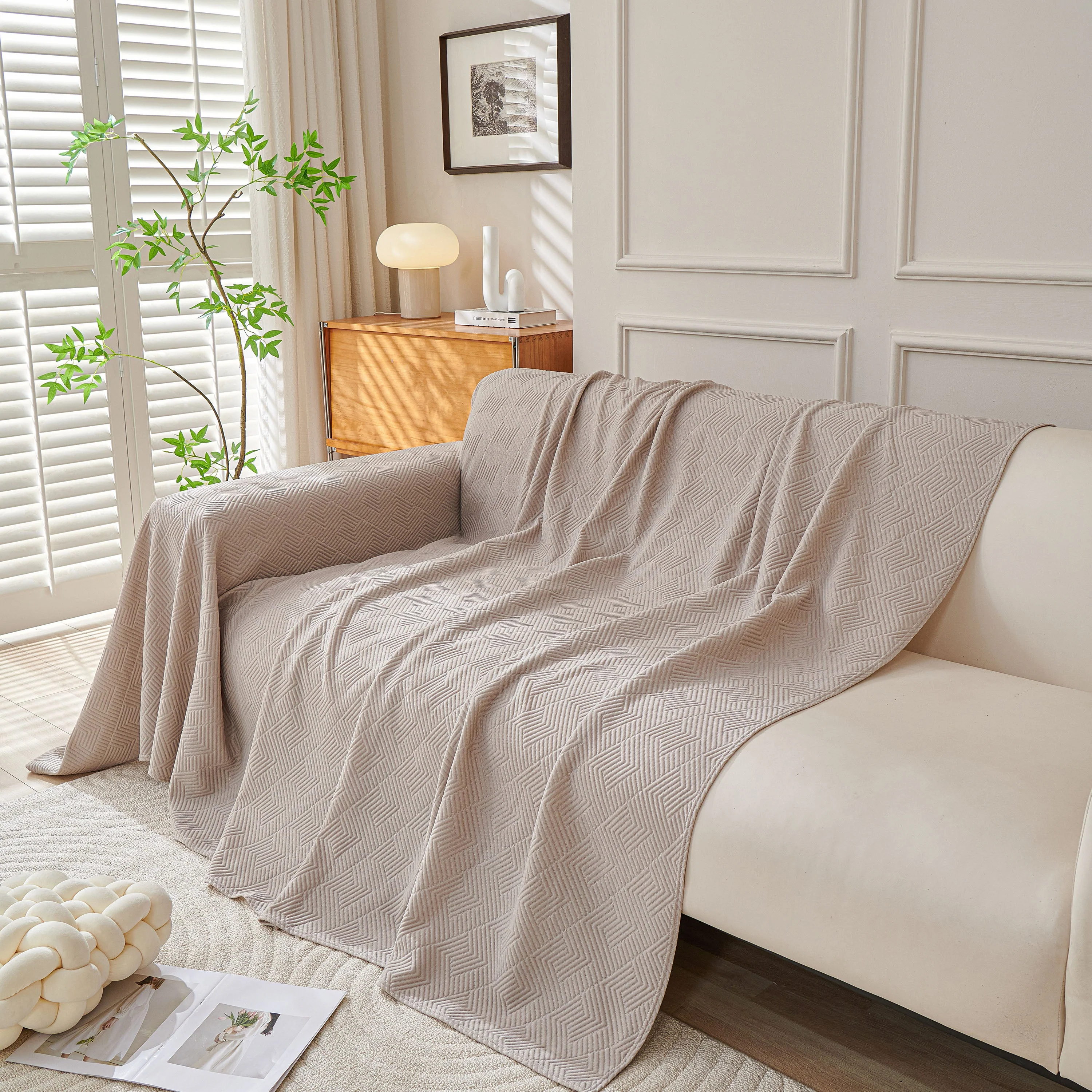 Cooling Scratch Proof Large Sofa Throw Cover, Geometric Texture Couch Protector - Image 81