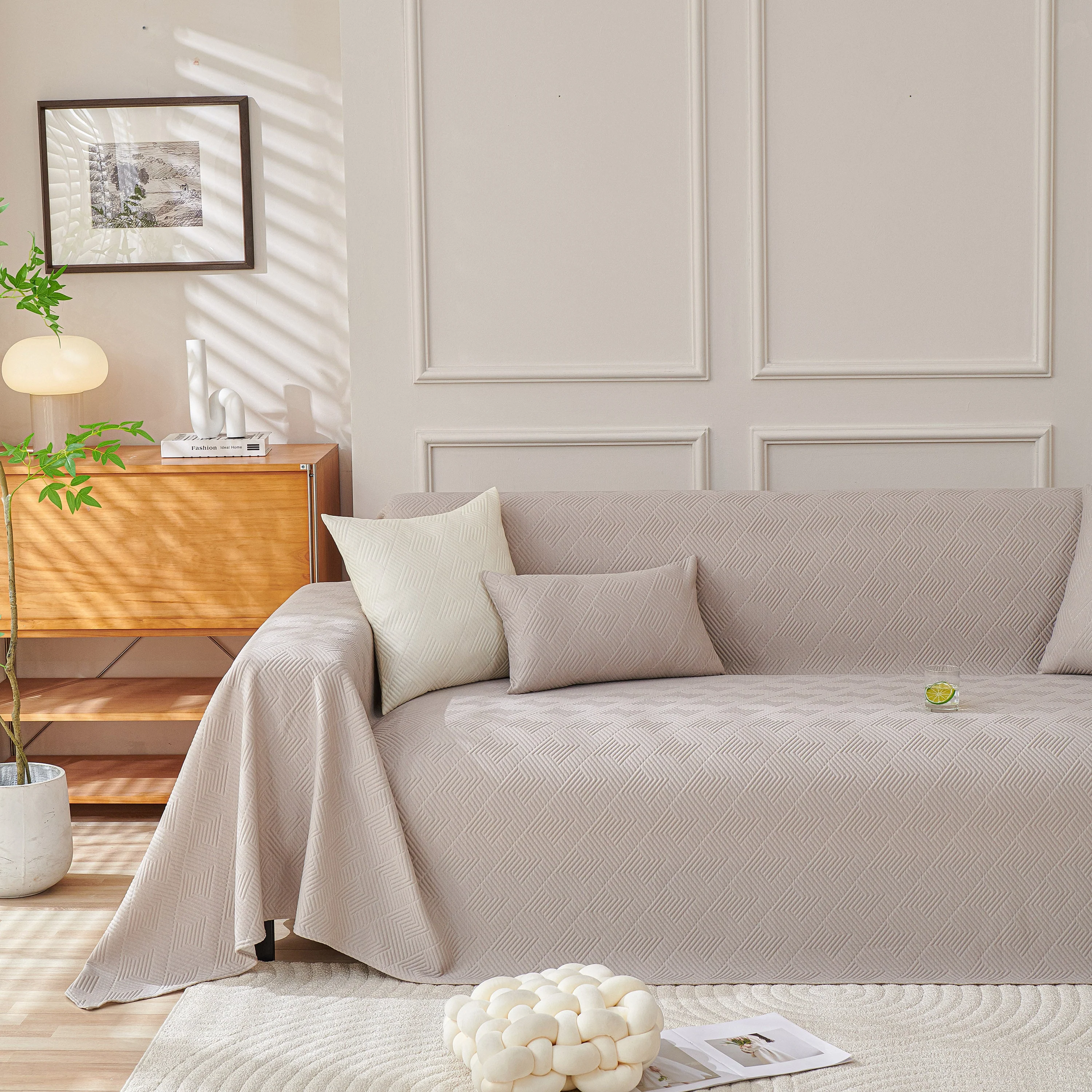 Cooling Scratch Proof Large Sofa Throw Cover, Geometric Texture Couch Protector - Image 83