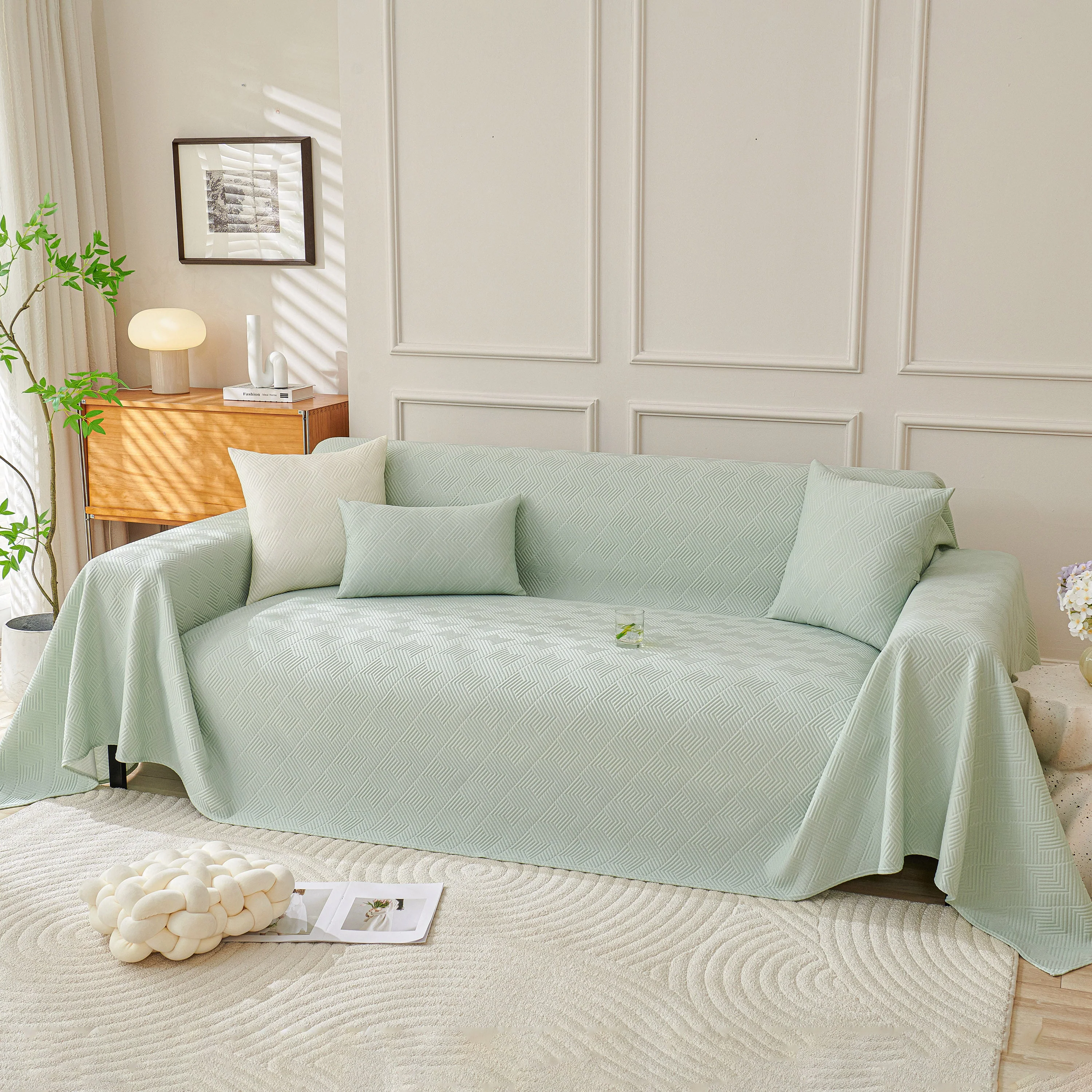 Cooling Scratch Proof Large Sofa Throw Cover, Geometric Texture Couch Protector - Image 86